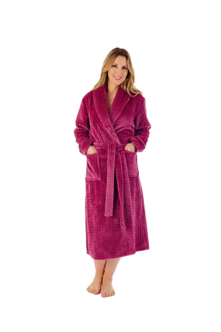 Zig Zag Pattern Dressing Gown - Raspberry