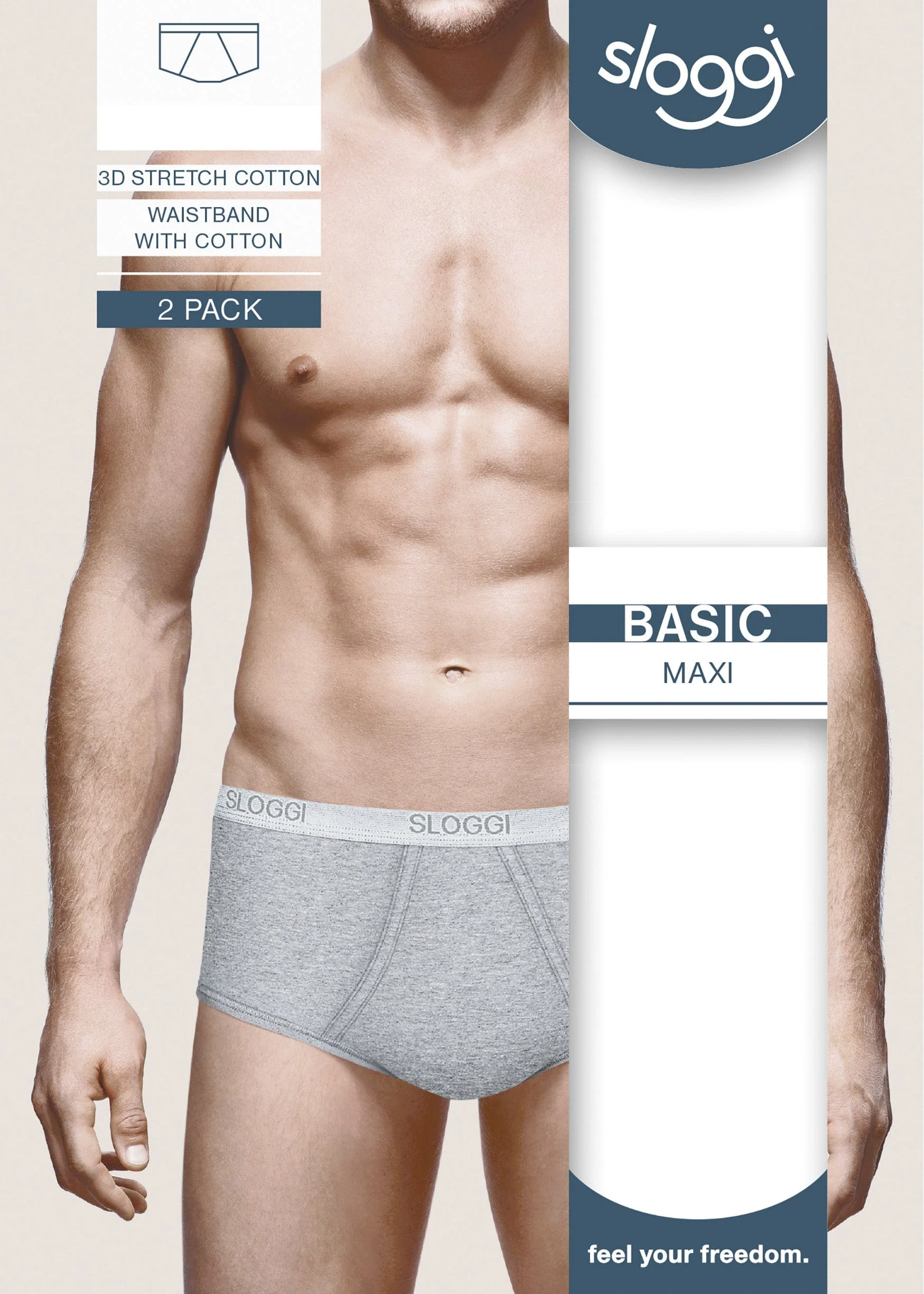 Mens Basic Maxi Briefs - 2 Pack - Grey - Image 2
