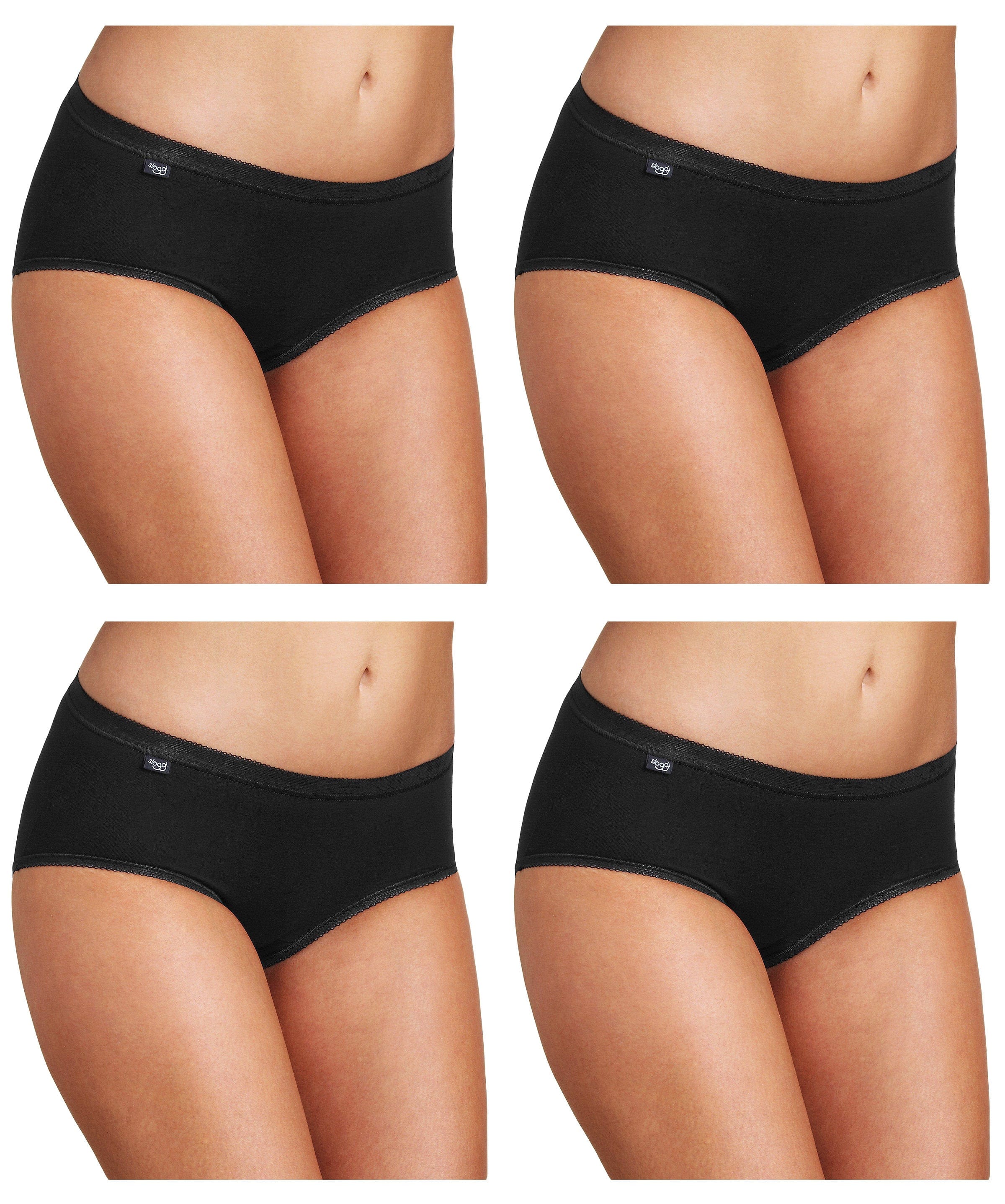 Womens Basic Midi Brief - 4 Pack - Black - Image 3