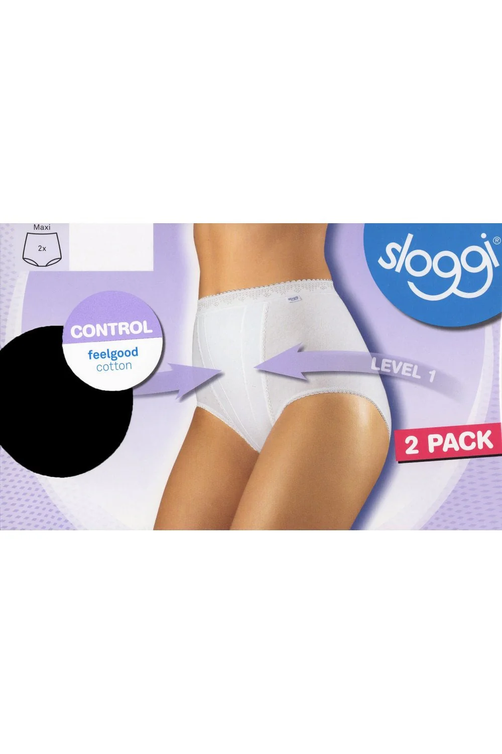 Womens Control Maxi Brief 2 Pack - Black - Image 3