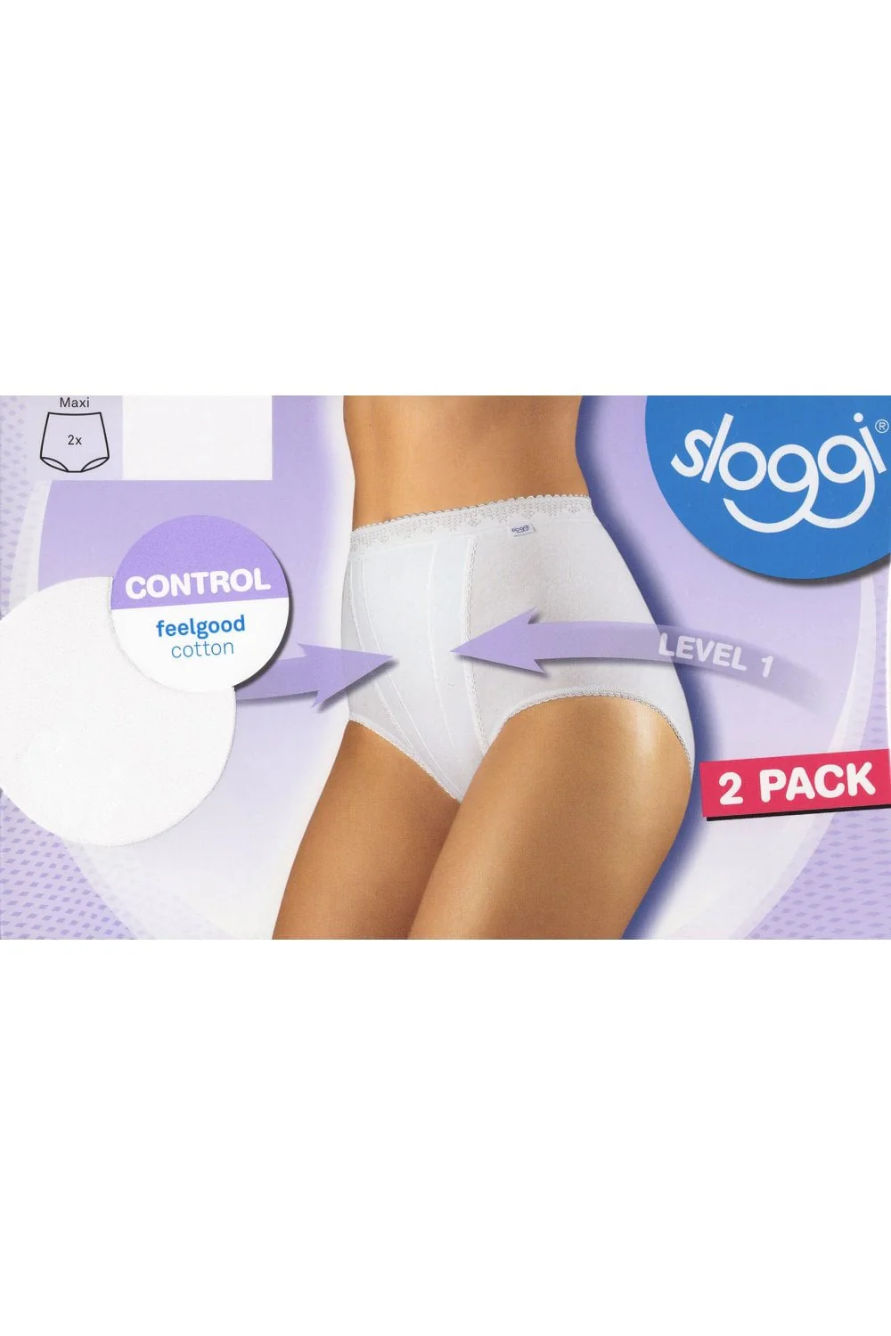 Womens Control Maxi Brief 2 Pack - White - Image 3