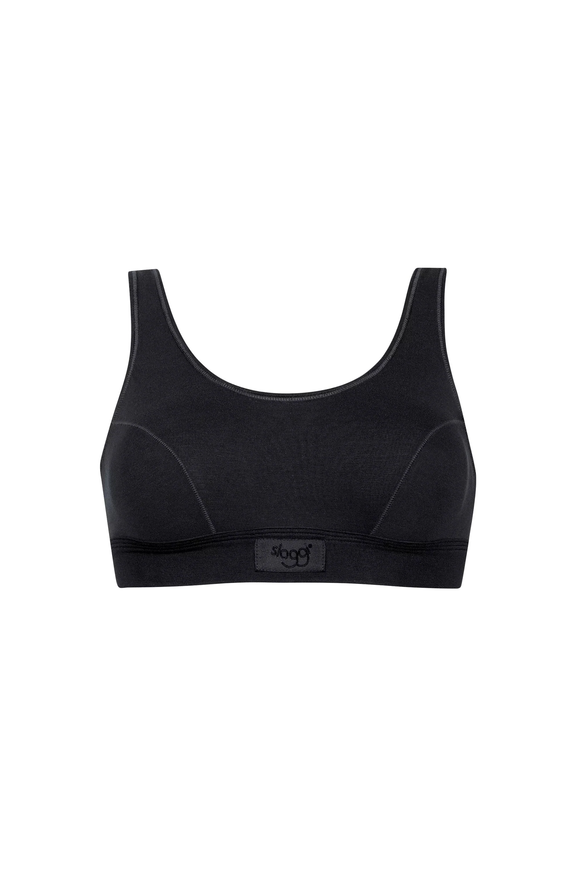 Womens Double Comfort Top Stretch Bra Top - Black