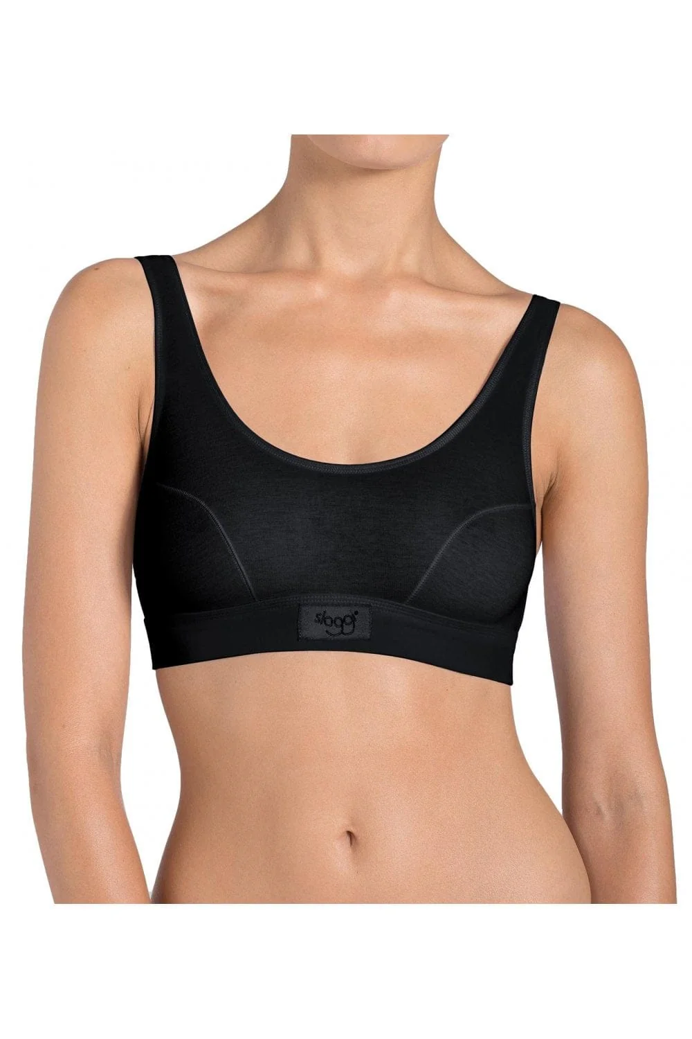 Womens Double Comfort Top Stretch Bra Top - Black - Image 2