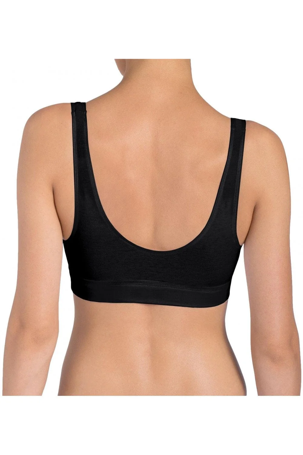 Womens Double Comfort Top Stretch Bra Top - Black - Image 3