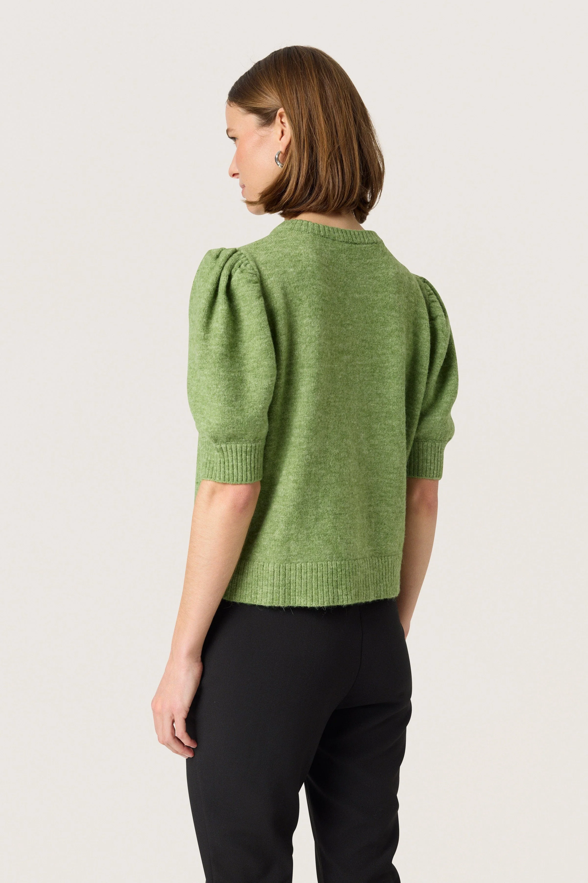 Amani Short Sleeve Cardigan - Smoke Green Melange - Image 3