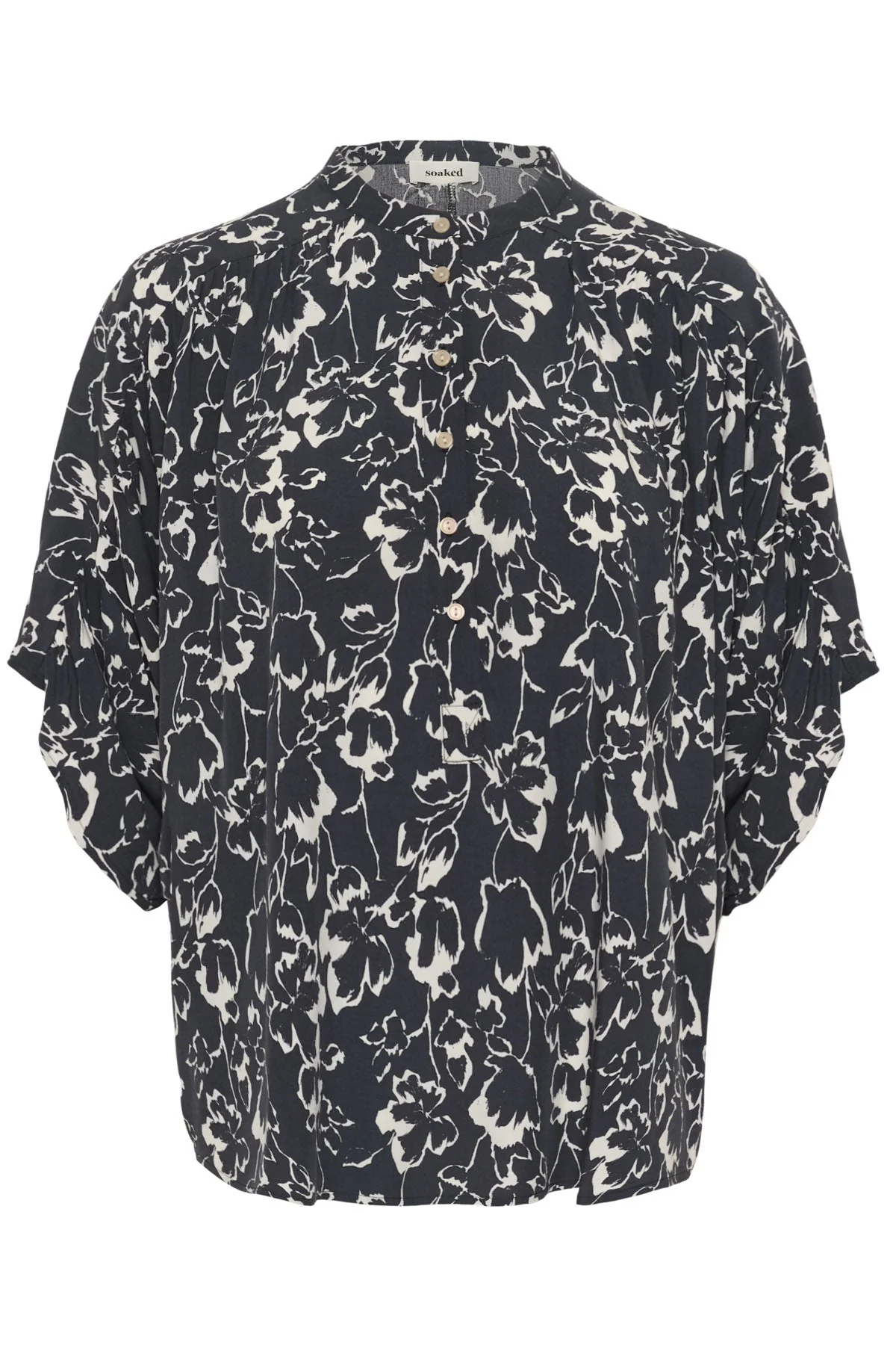 Arjana Printed Blouse - India Ink Outline Flower