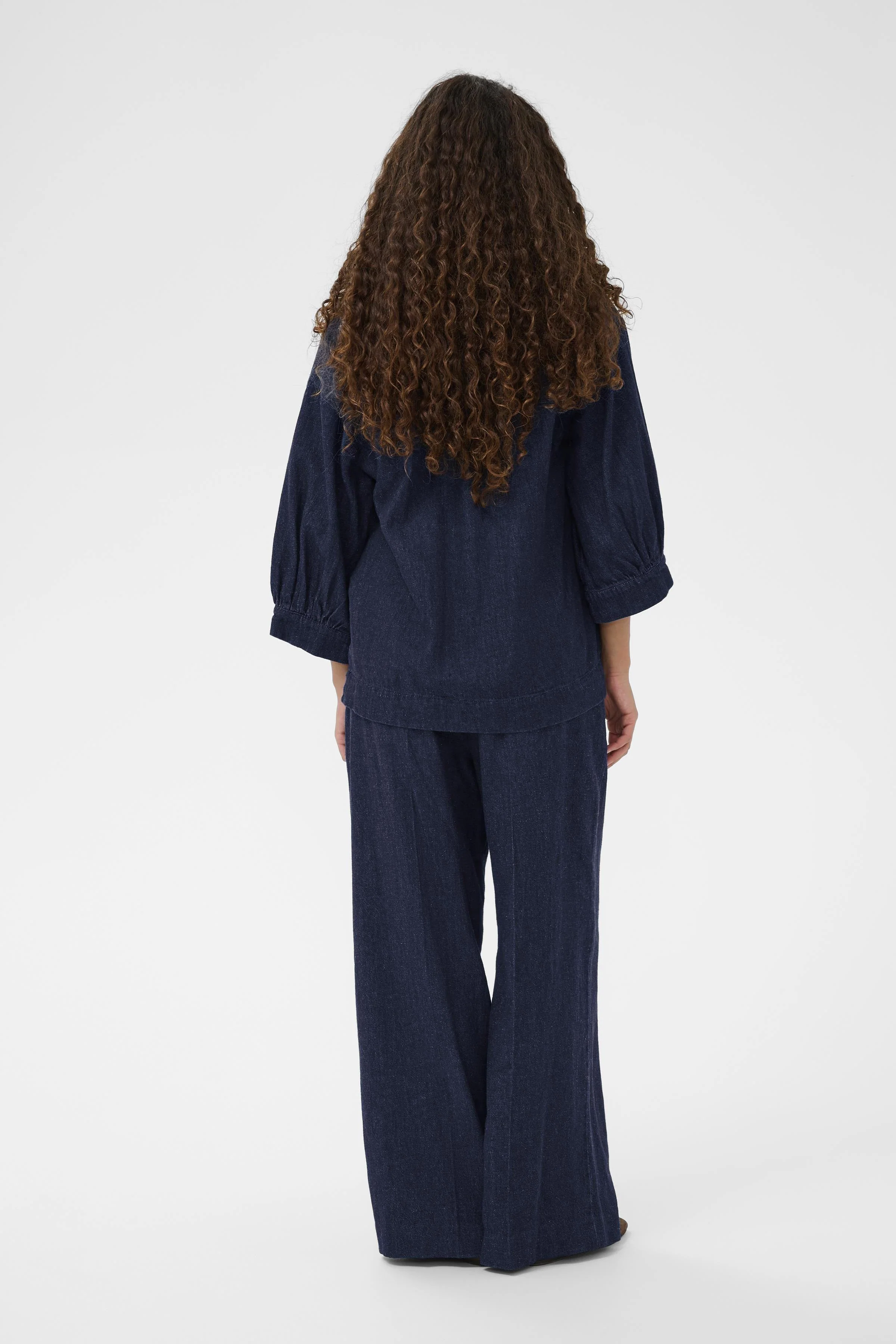 Chaman 3/4 Sleeve Blouse - Dark Blue Denim - Image 3