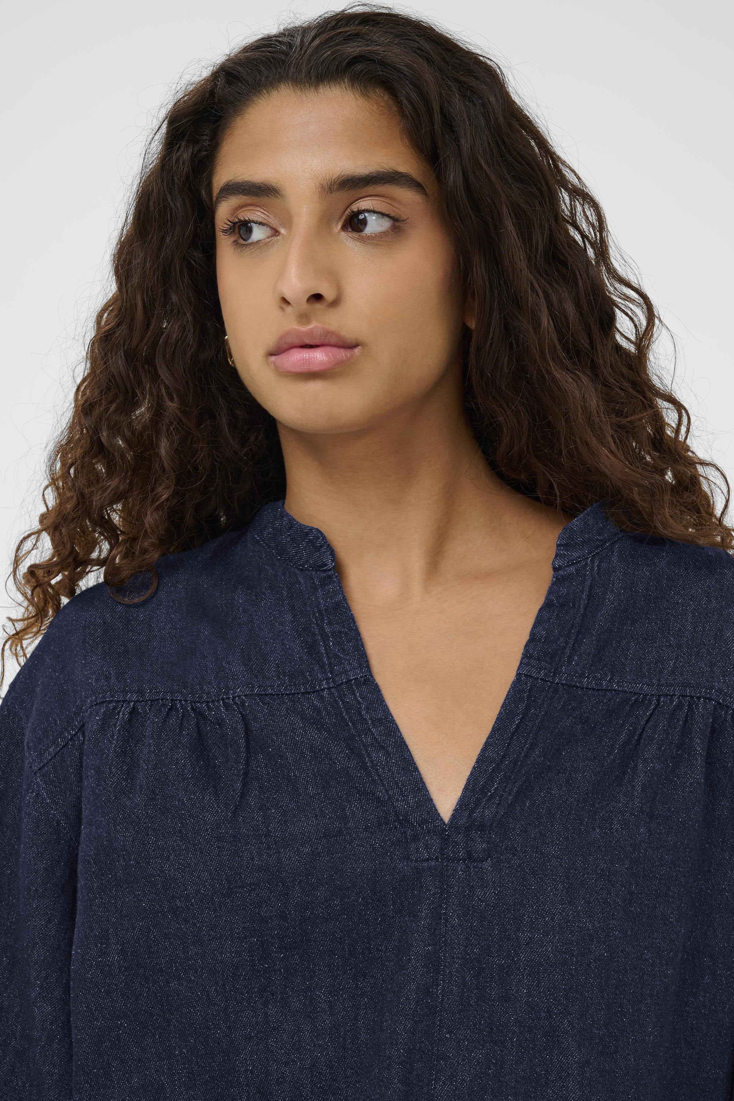 Chaman 3/4 Sleeve Blouse - Dark Blue Denim - Image 4