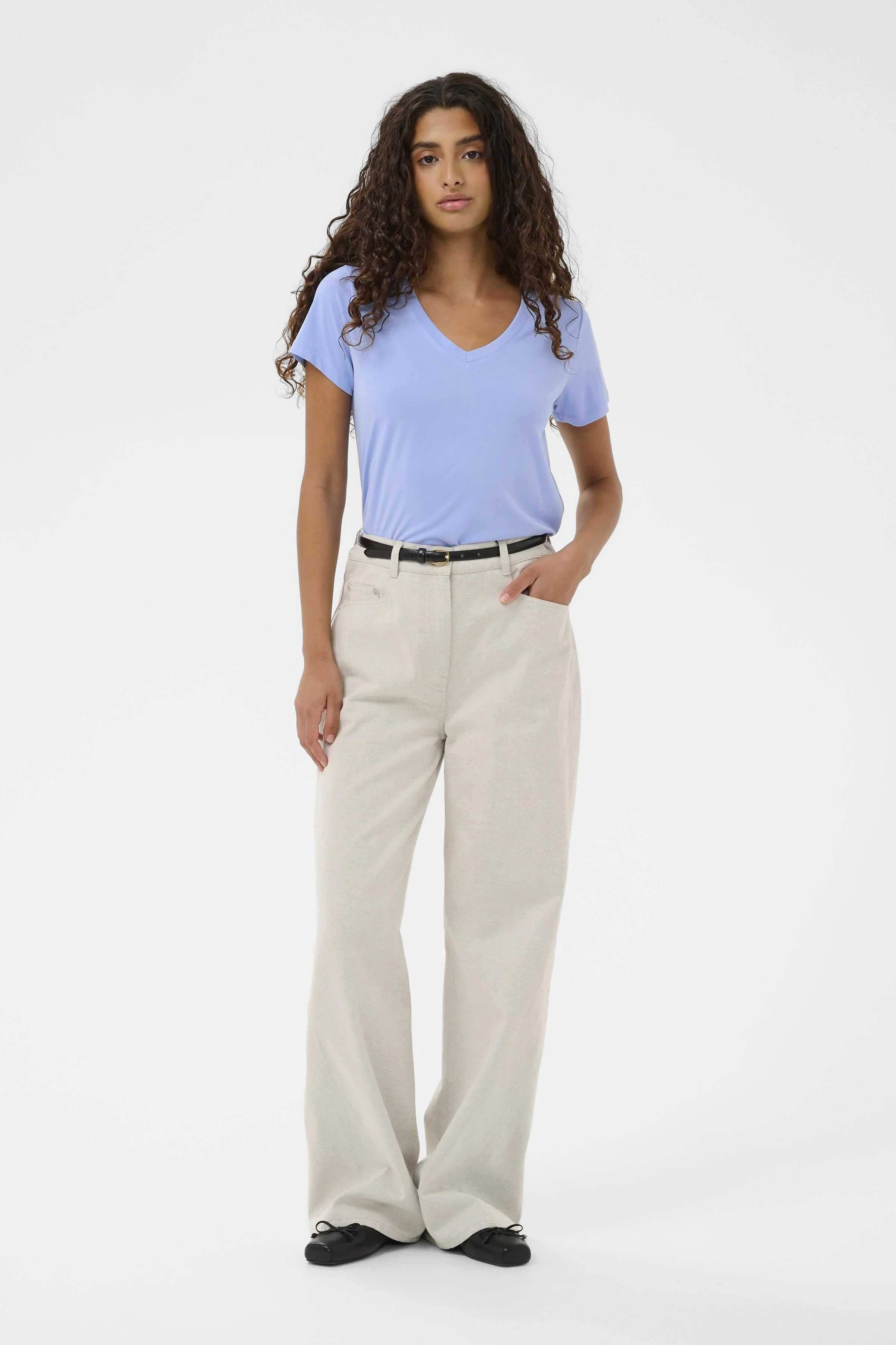 Columbine Modal Blend V-Neck T-Shirt - Hydrangea - Image 2