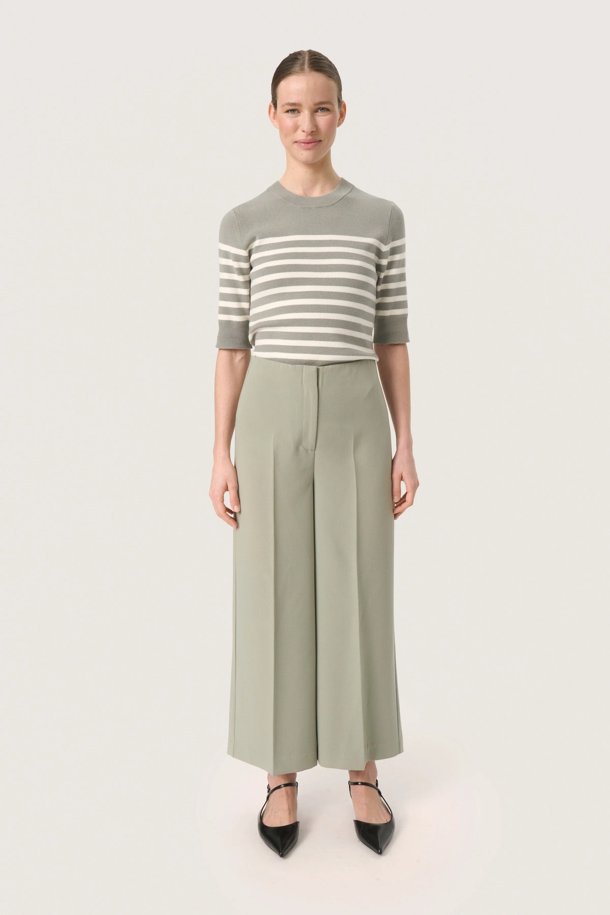 Corinne Wide Cropped Trousers - Shadow - Image 5