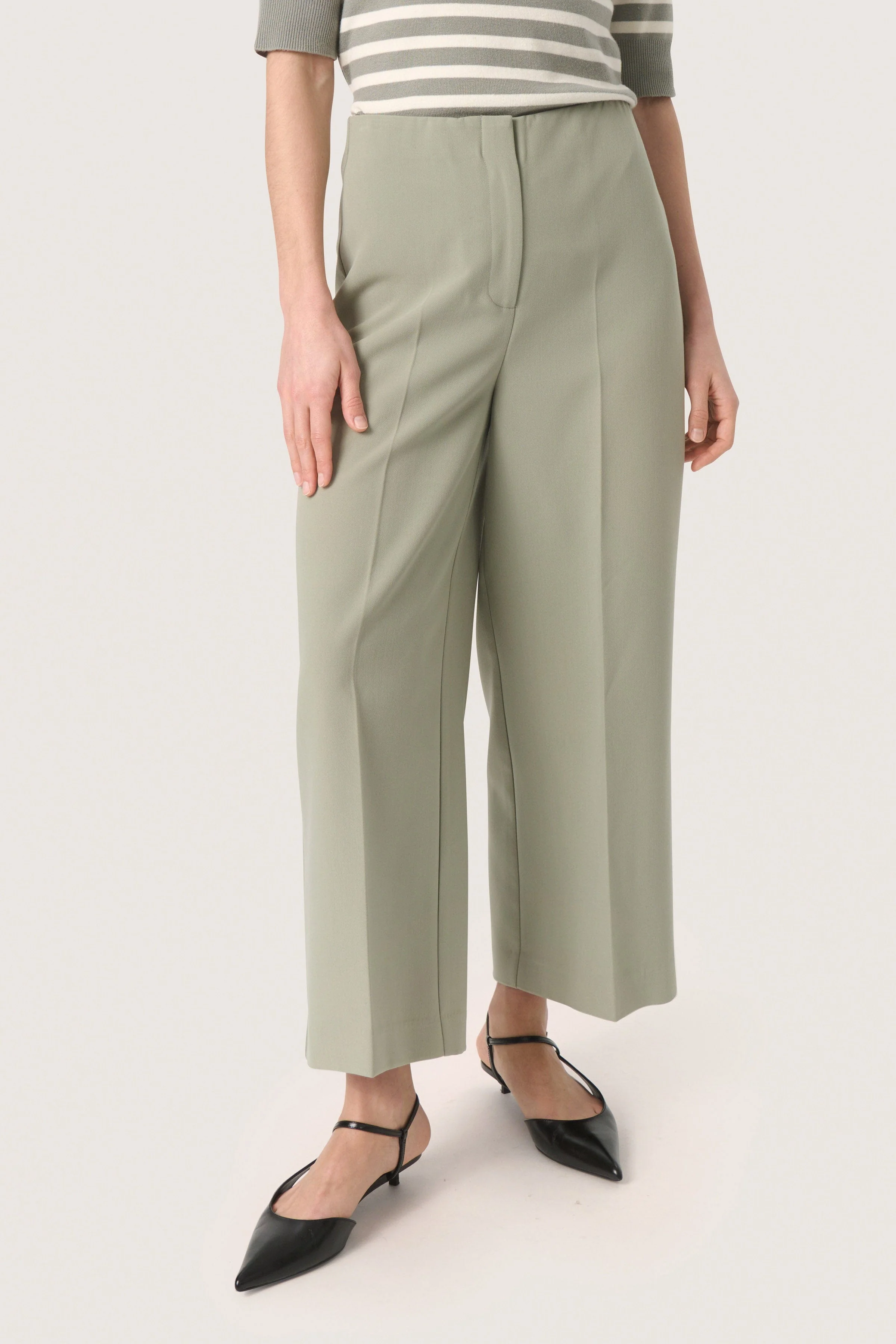 Corinne Wide Cropped Trousers - Shadow - Image 6