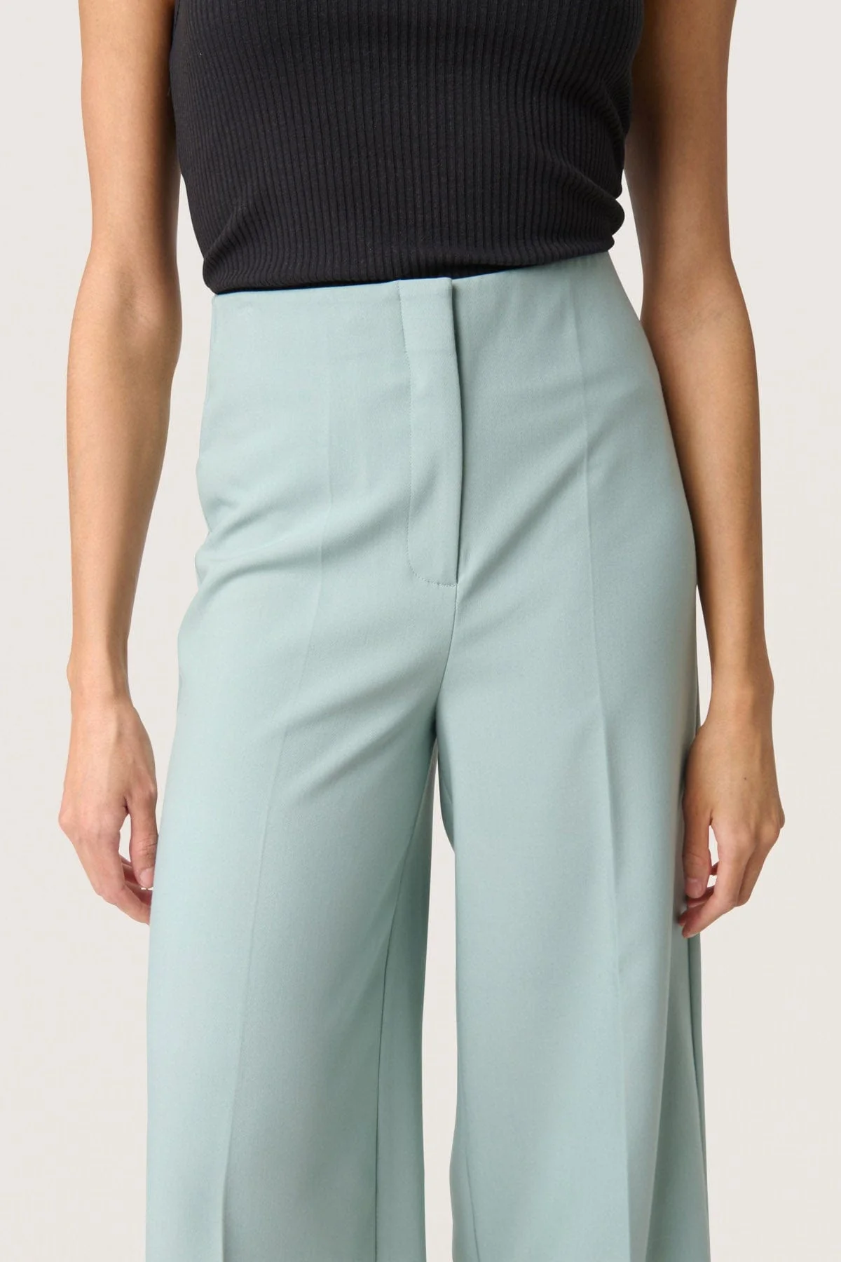 Corinne Wide Cropped Trousers - Silver Blue - Image 5