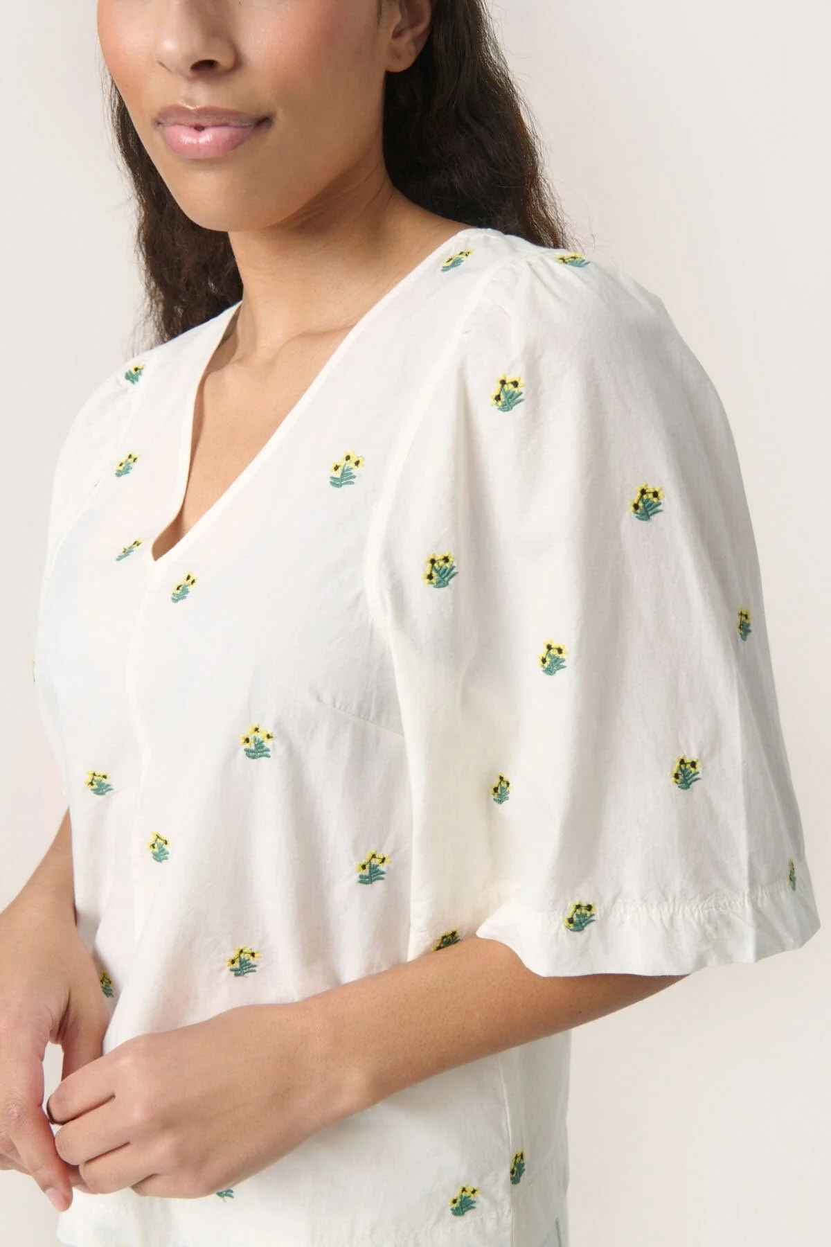 Dina Embroidered Top - Whisper White - Image 3