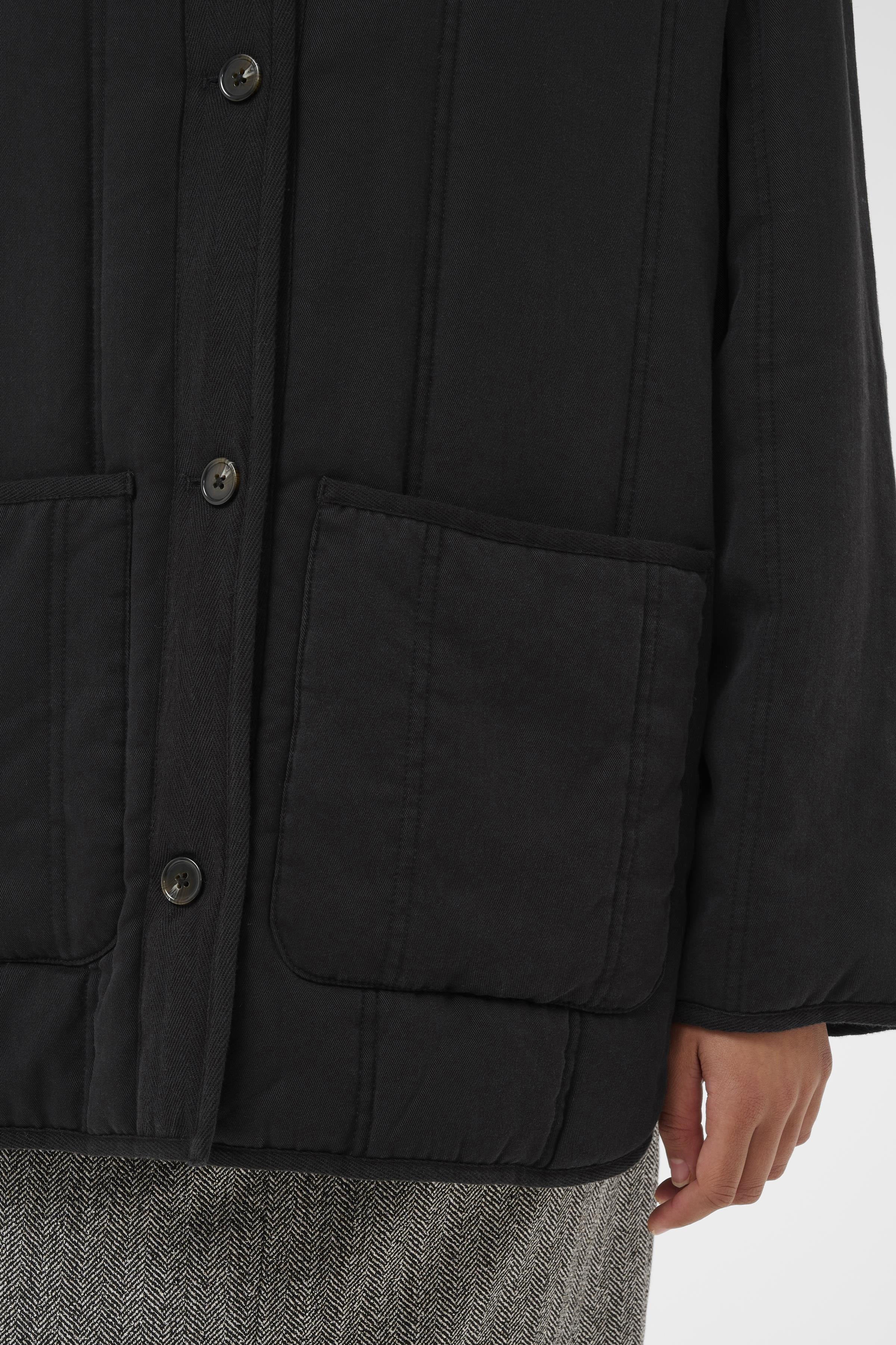 Elira Quilted Collarless Jacket - Washed Down Black - Image 5