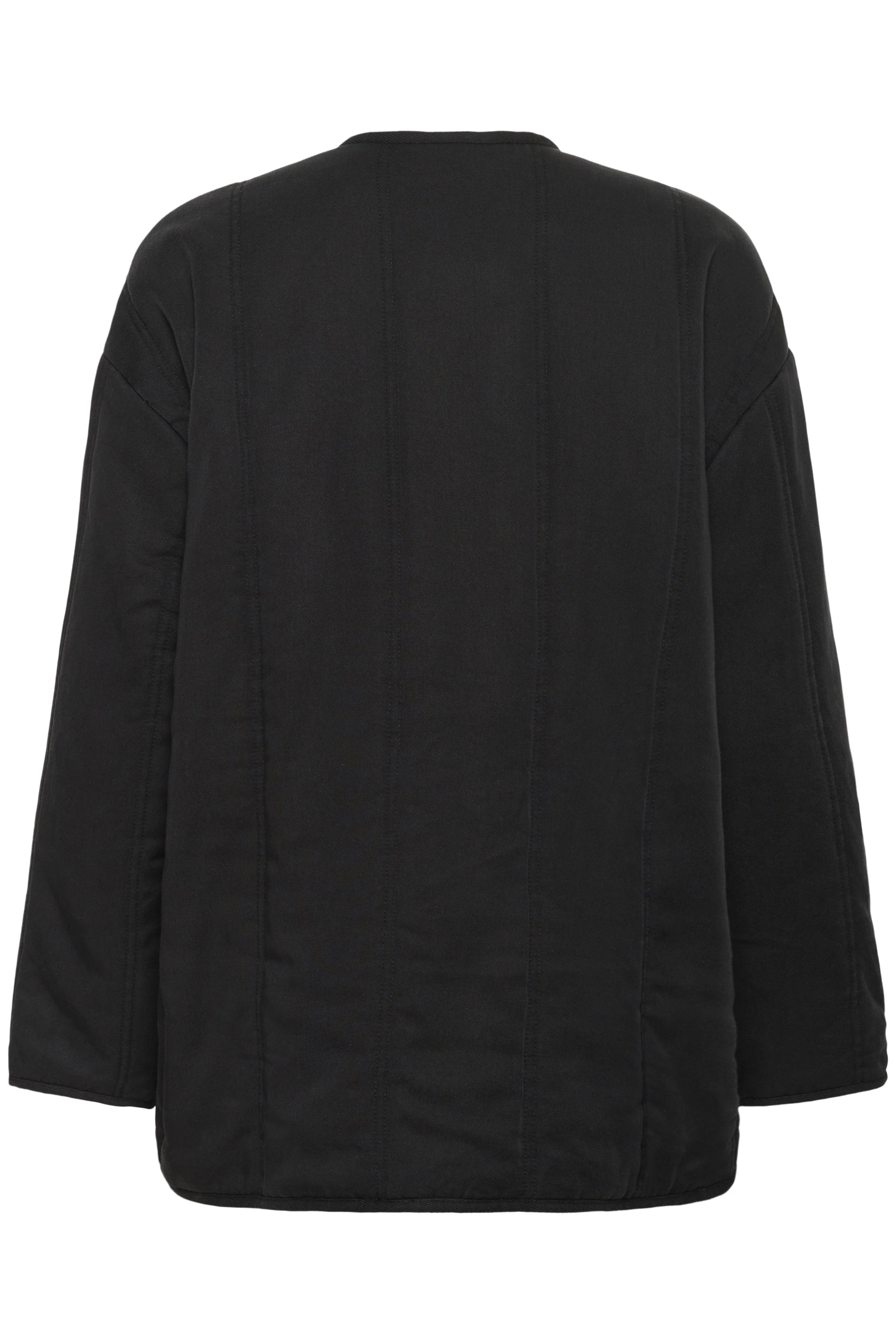 Elira Quilted Collarless Jacket - Washed Down Black - Image 6