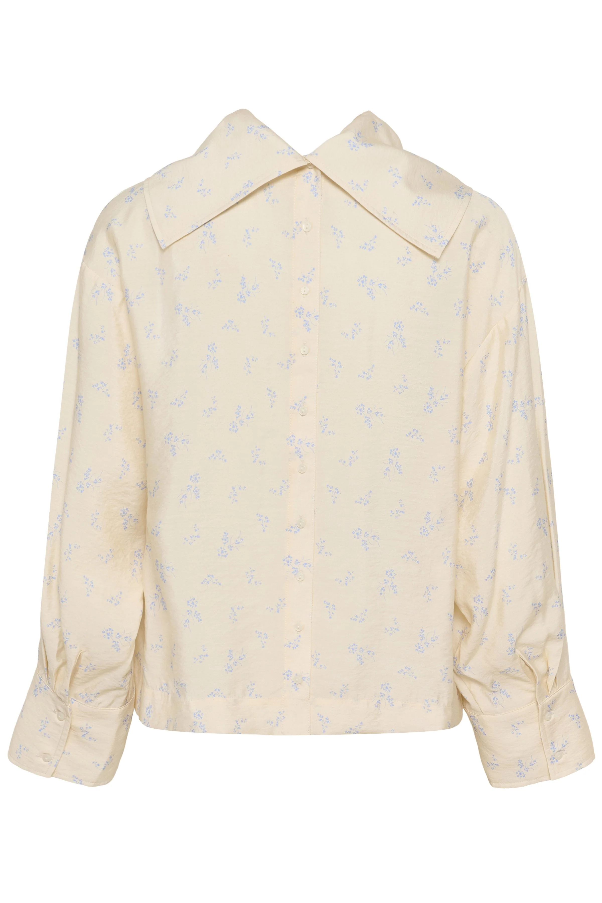 Eneya Printed Funnel Blouse - Parchment Ditsy Print - Image 6