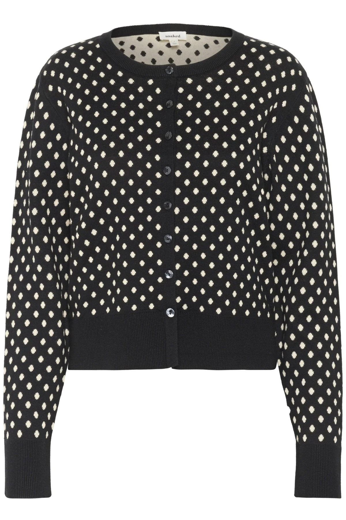 Gya Cotton Cardigan - Black with Sandshell Dot