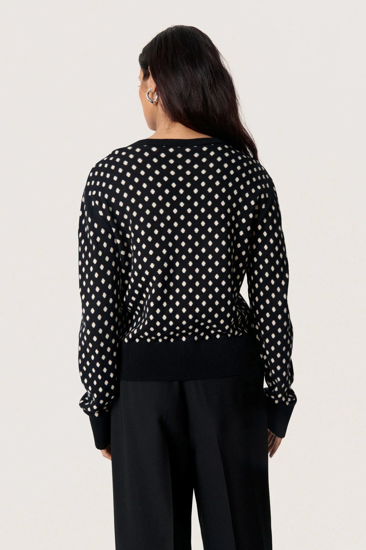 Gya Cotton Cardigan - Black with Sandshell Dot - Image 3