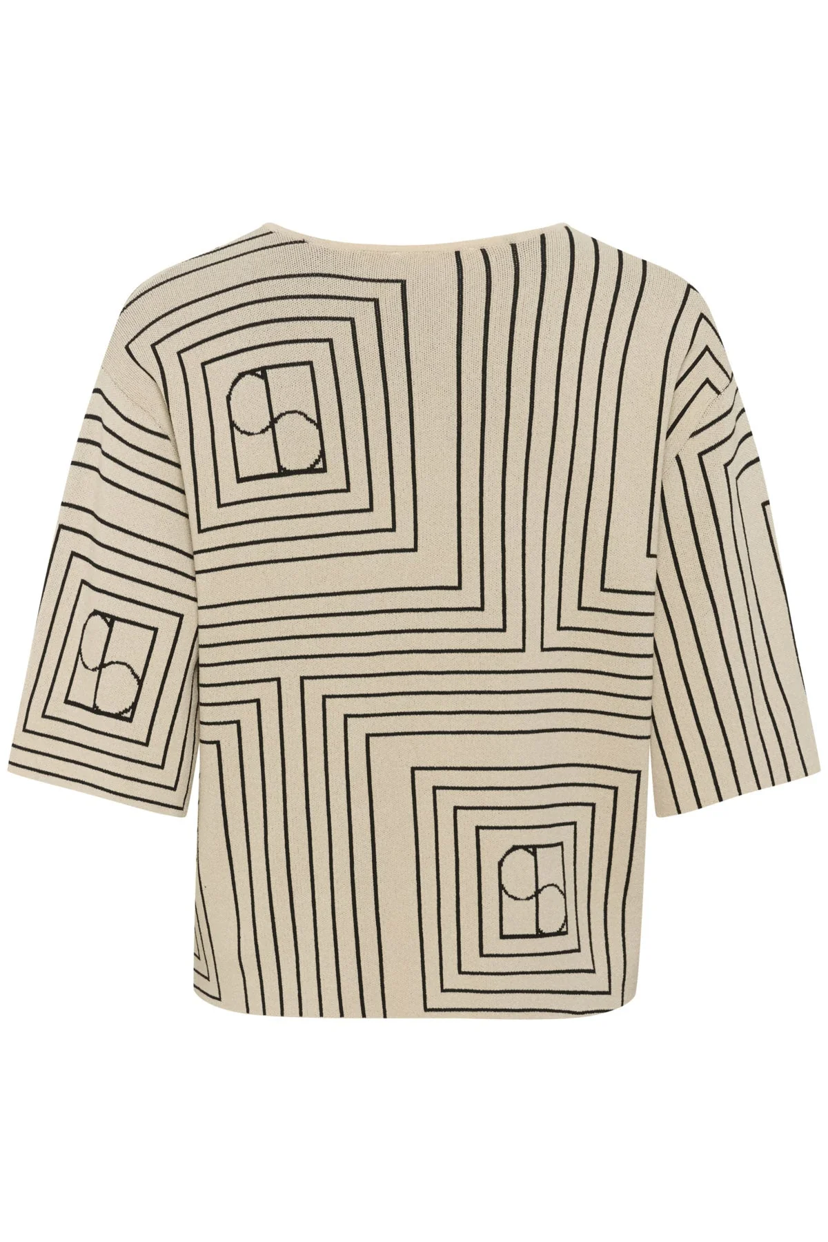 Indianna Short Sleeve Jumper - Oatmeal with Black Monogram - Image 6