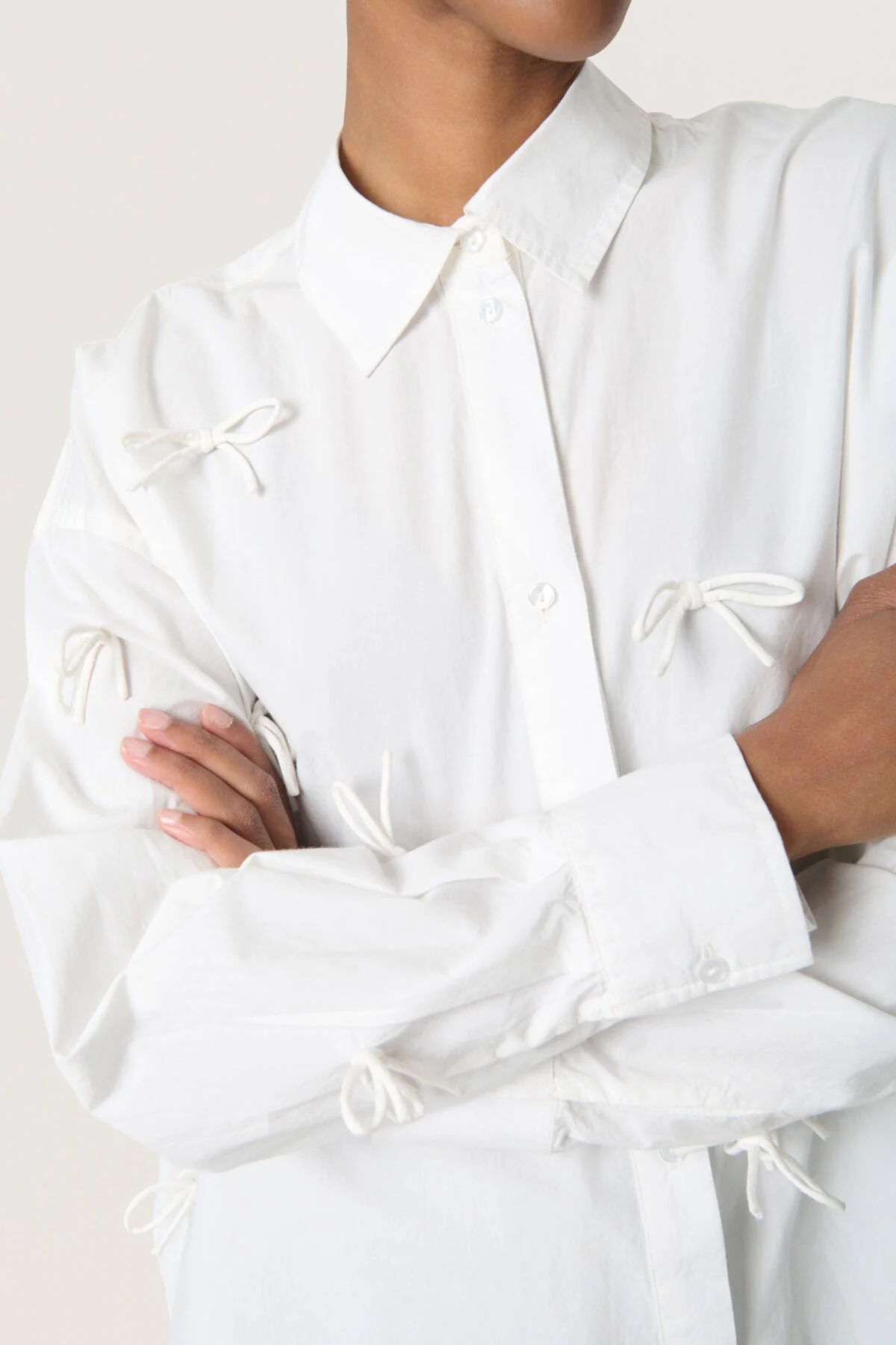 Joa Bow Embellished Shirt - Broken White - Image 4