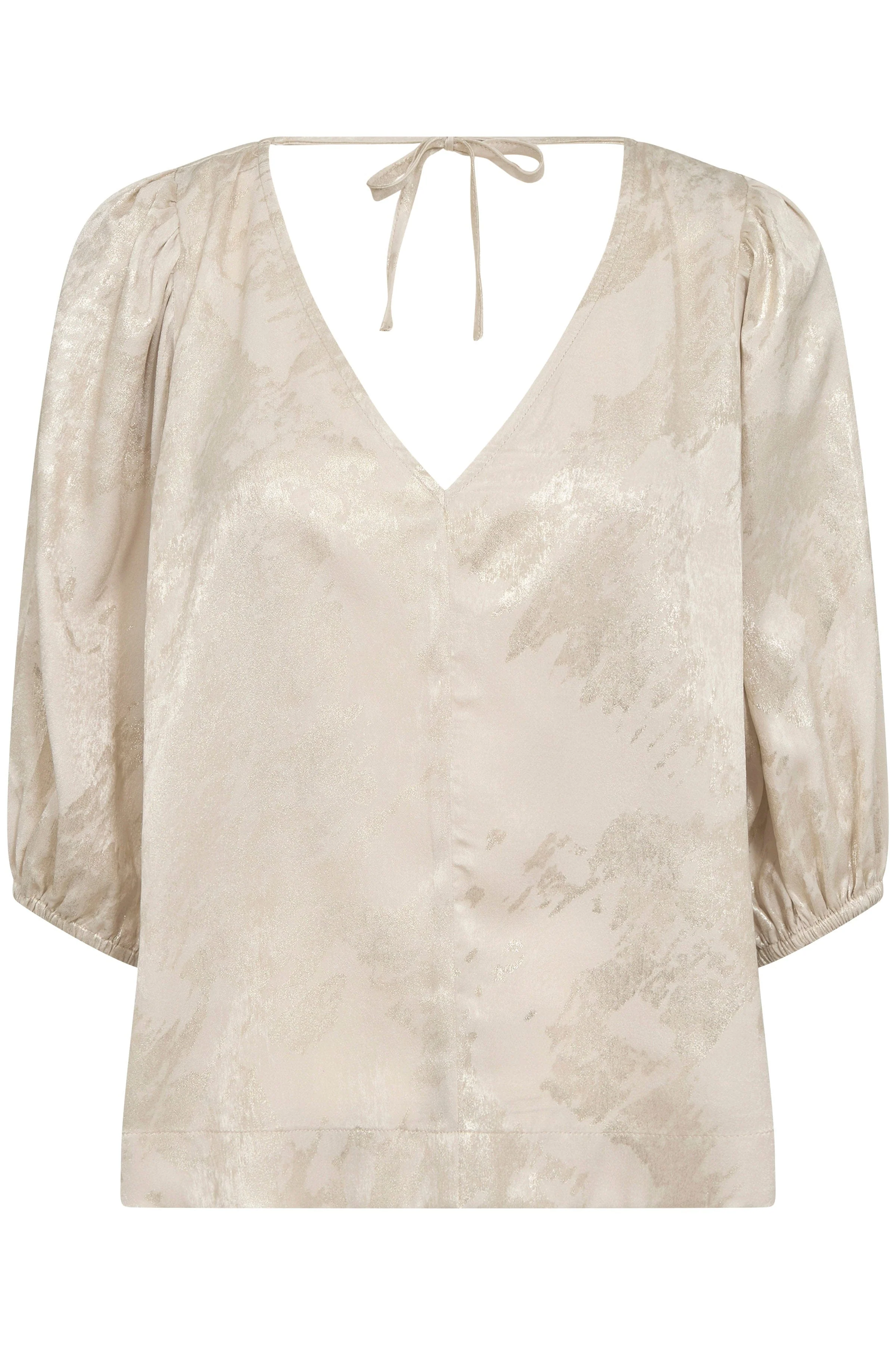 Kitty Blouse - Ancient Scroll Metallic Print