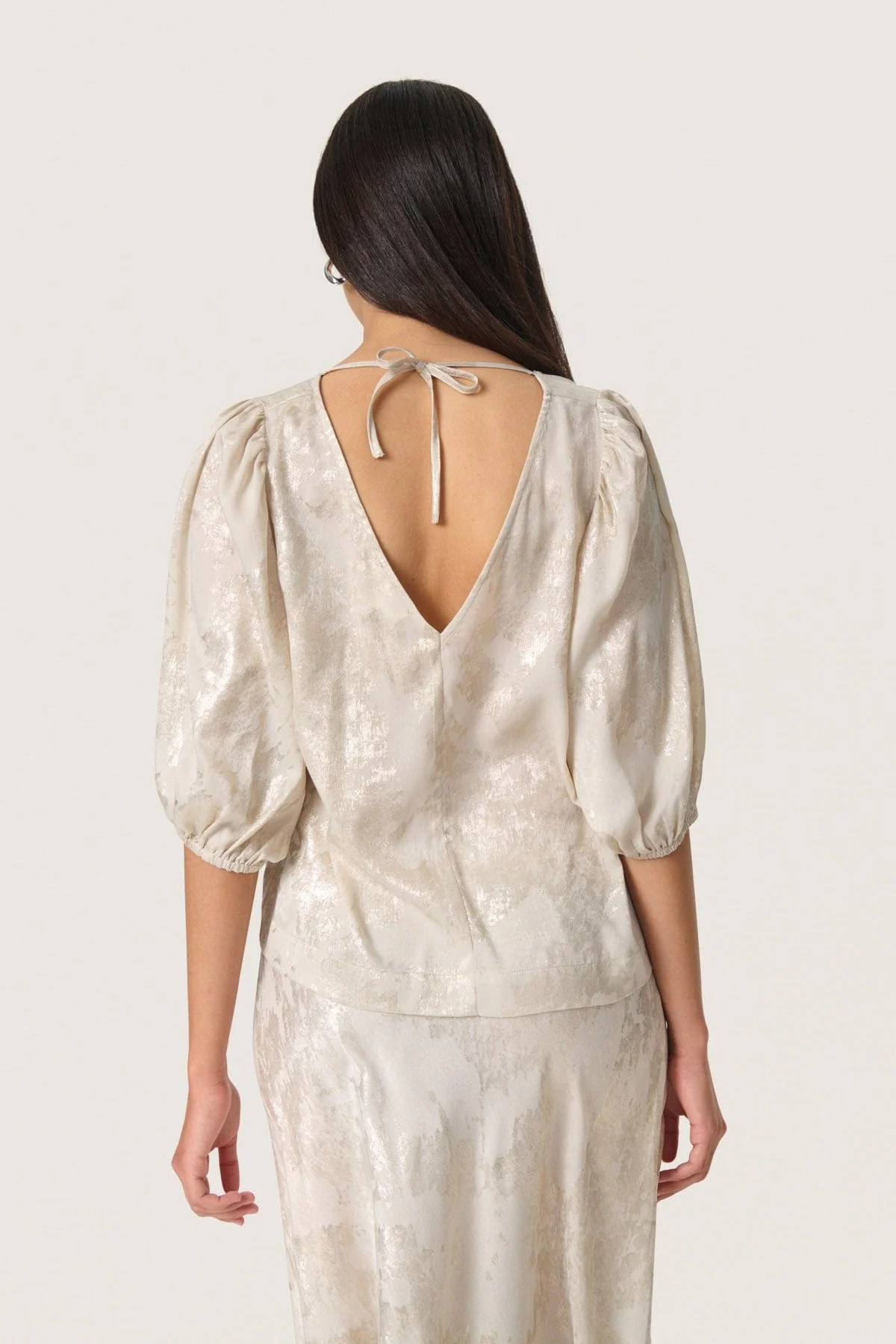 Kitty Blouse - Ancient Scroll Metallic Print - Image 3