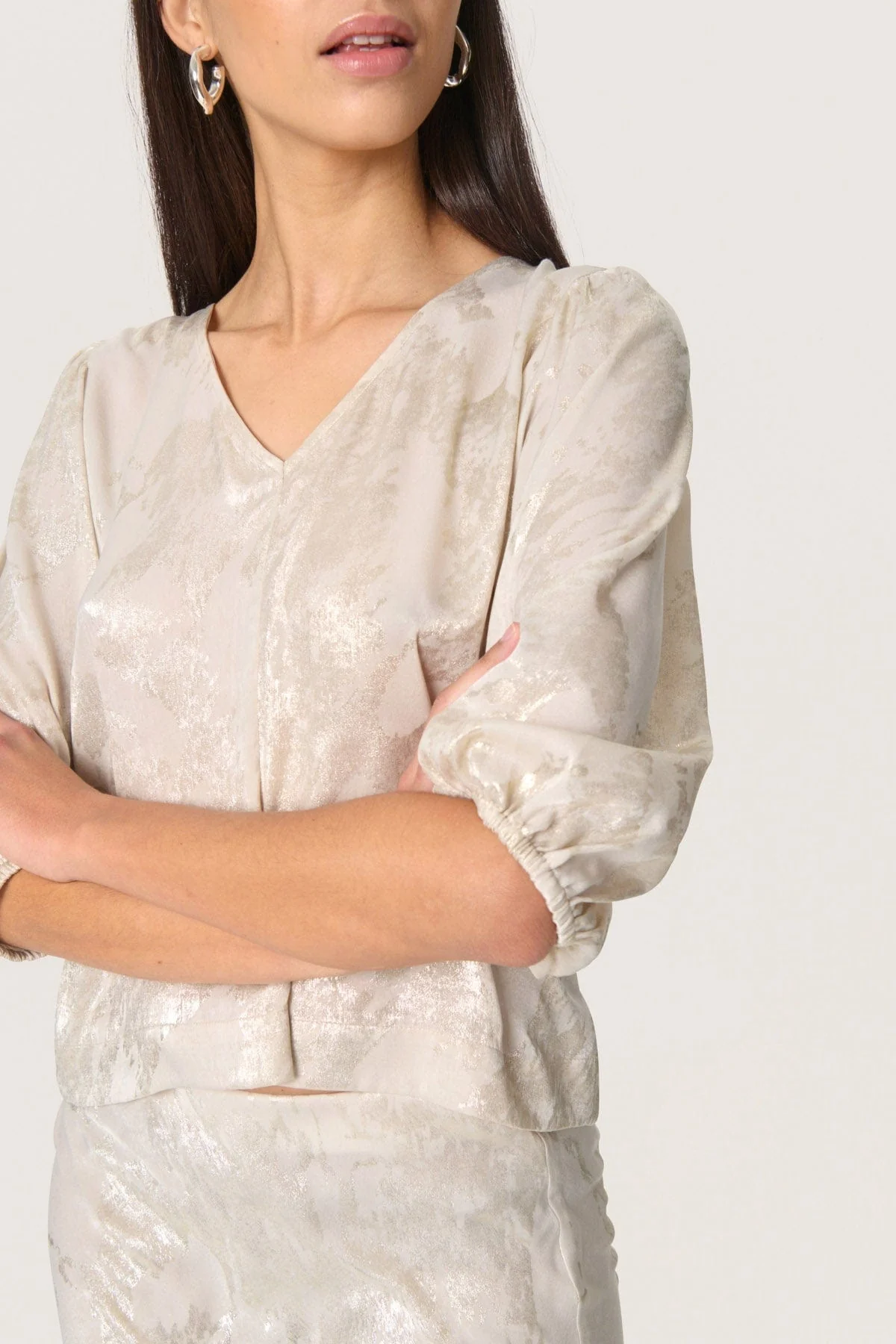 Kitty Blouse - Ancient Scroll Metallic Print - Image 5