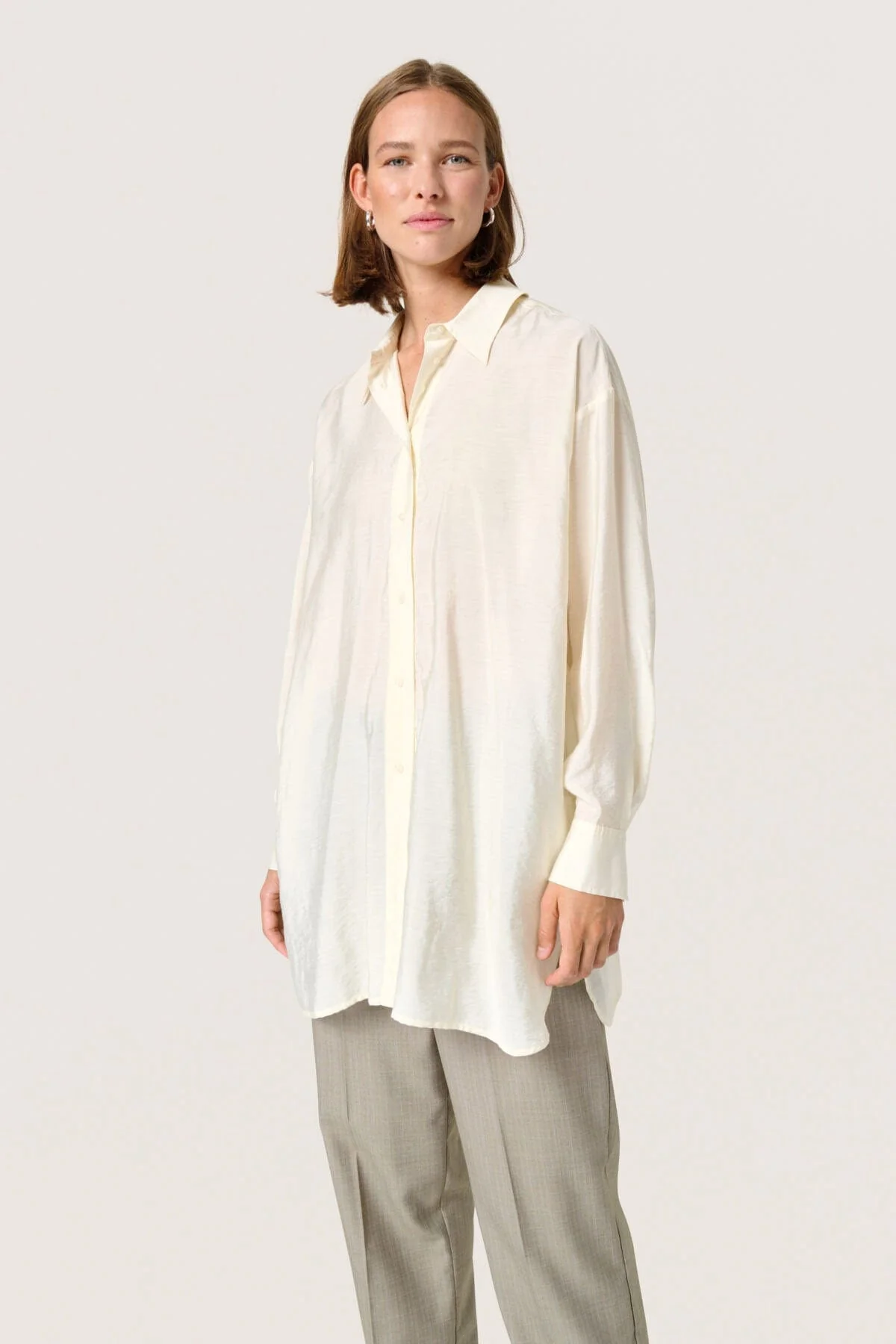 Leodora Back Tie Long Shirt - Whisper White - Image 2