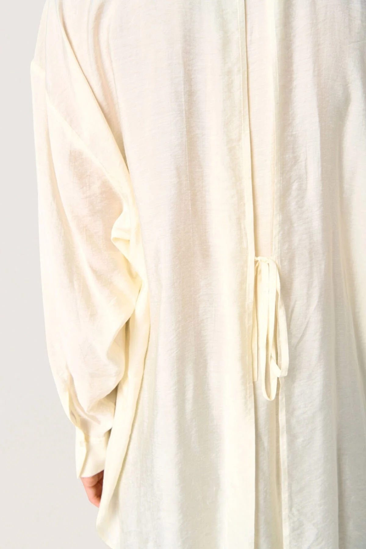 Leodora Back Tie Long Shirt - Whisper White - Image 5
