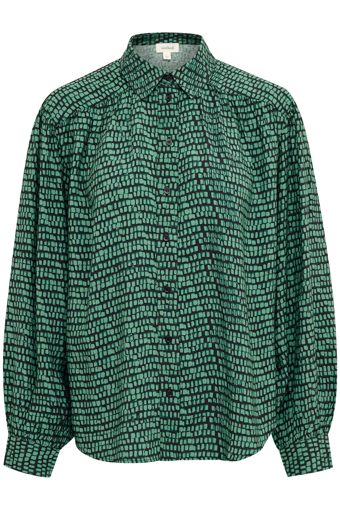 Makena Ebba Printed Shirt - Bottle Green Square Print