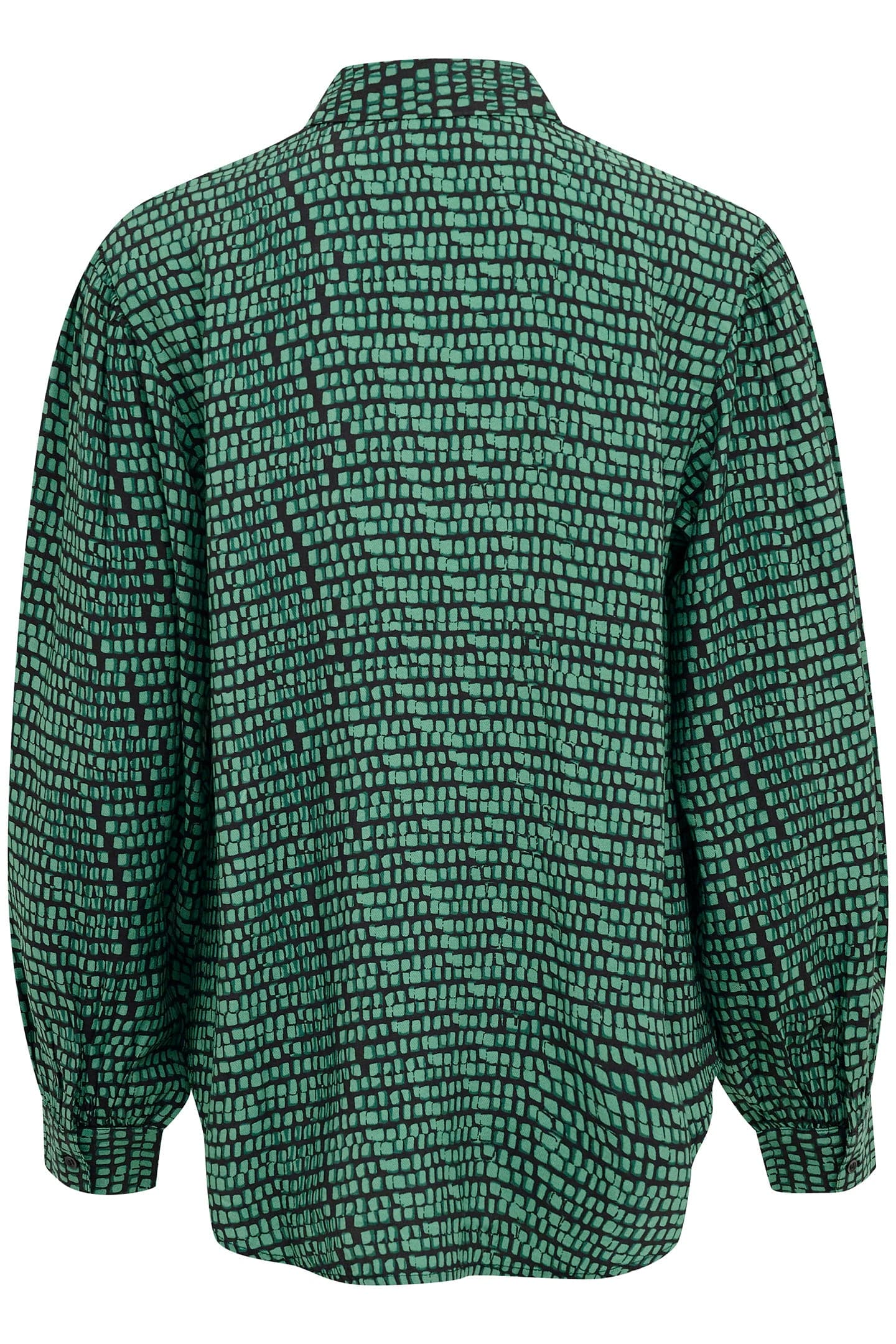 Makena Ebba Printed Shirt - Bottle Green Square Print - Image 5