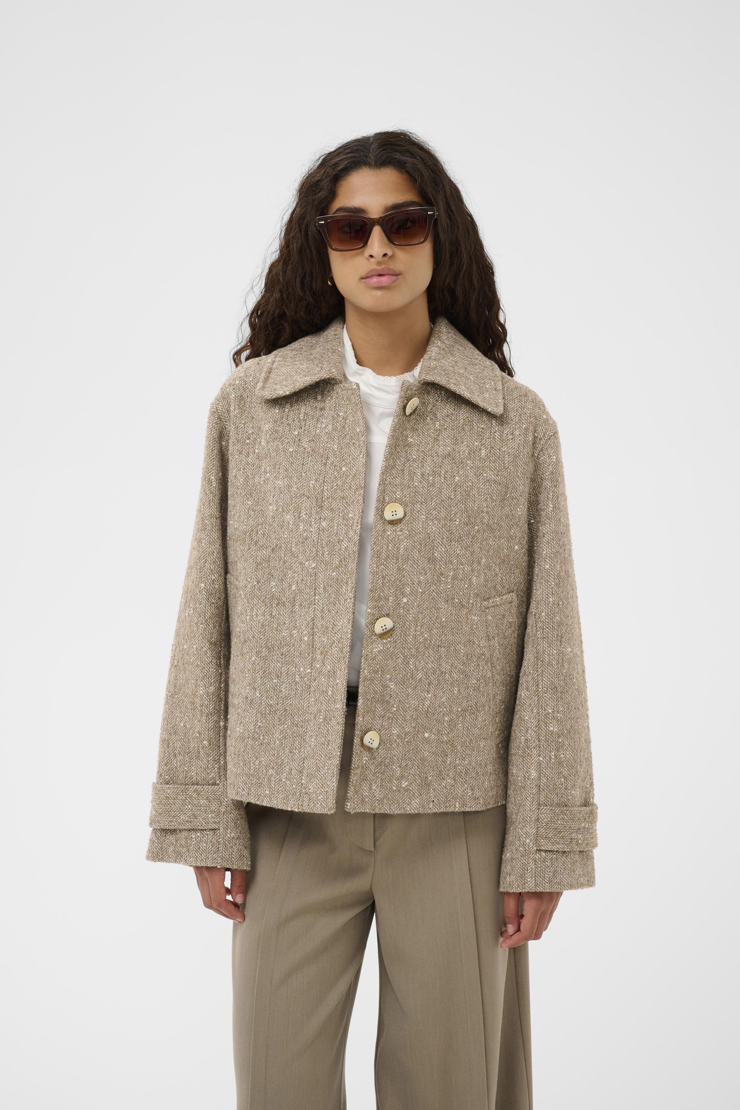 Oleia Short Jacket - Fossil/White Twill - Image 2