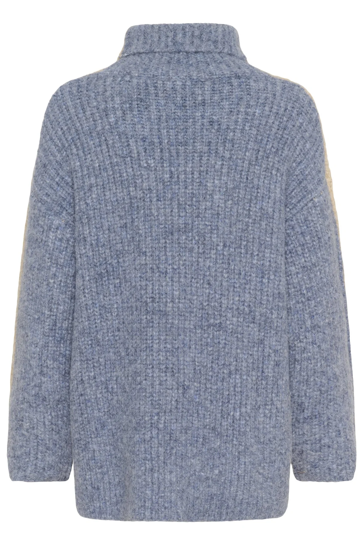 Pleoni Contrast Back Wool Blend Jumper - Doeskin and Blue Melange - Image 6