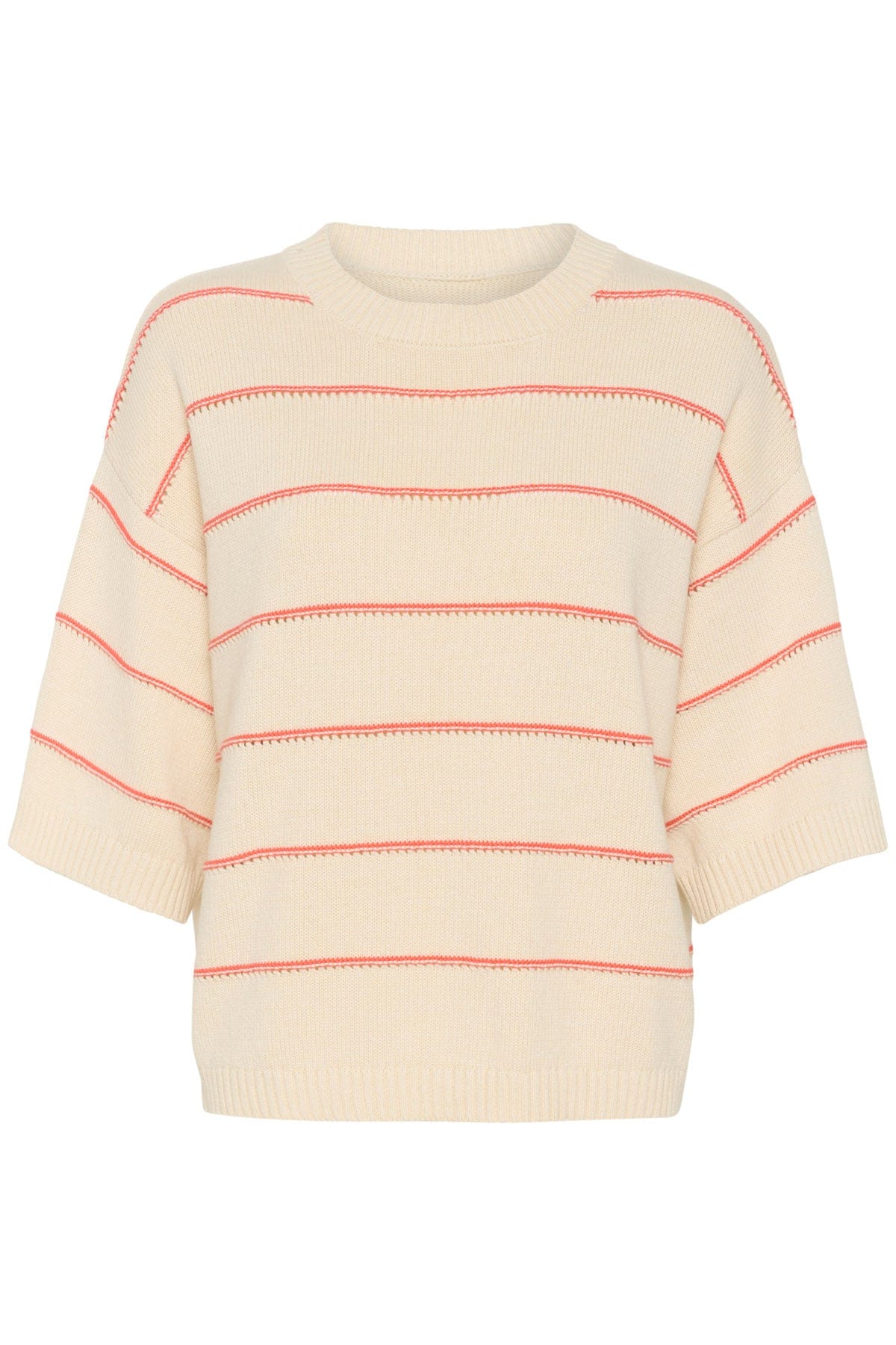 Rava Romy Jumper - White and Hot Coral Stripe