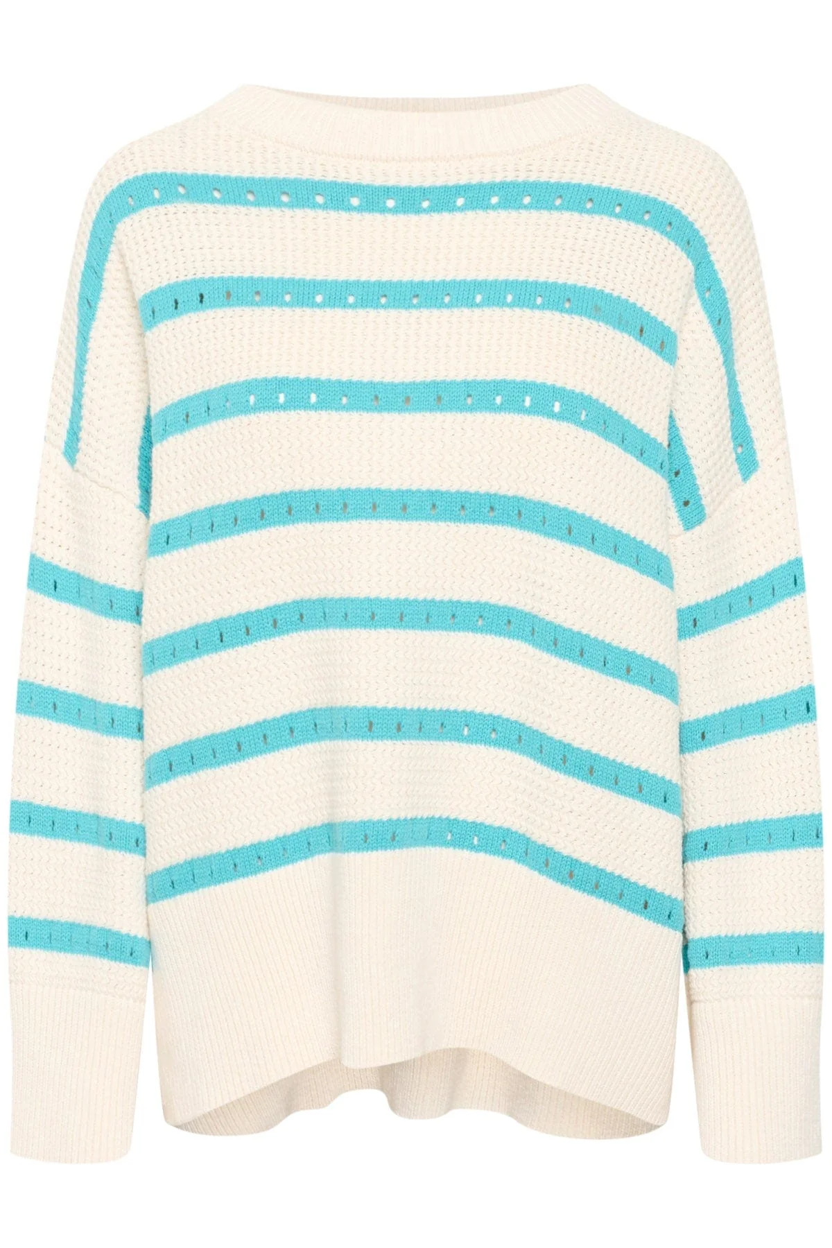 Ravalina Stripe Knitted Jumper - White and Sea Jet Stripe