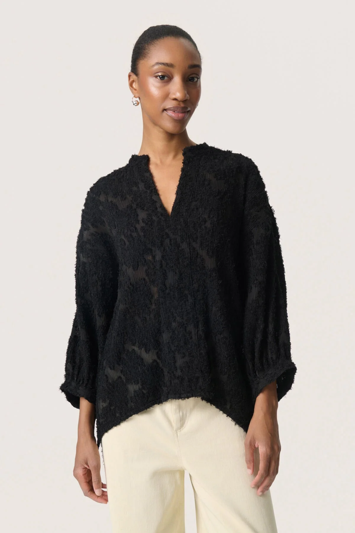 Raye Amily Textured Blouse - Black - Image 2