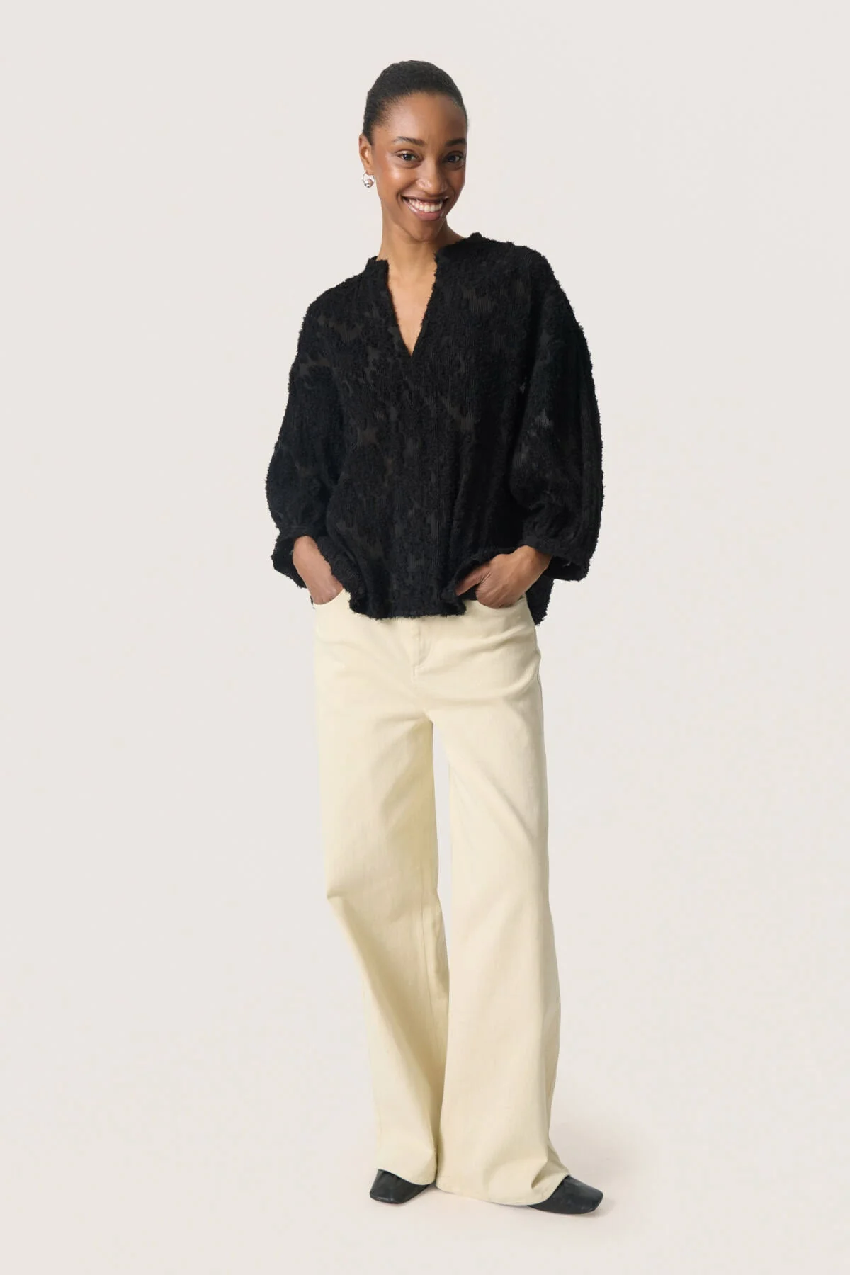 Raye Amily Textured Blouse - Black - Image 4