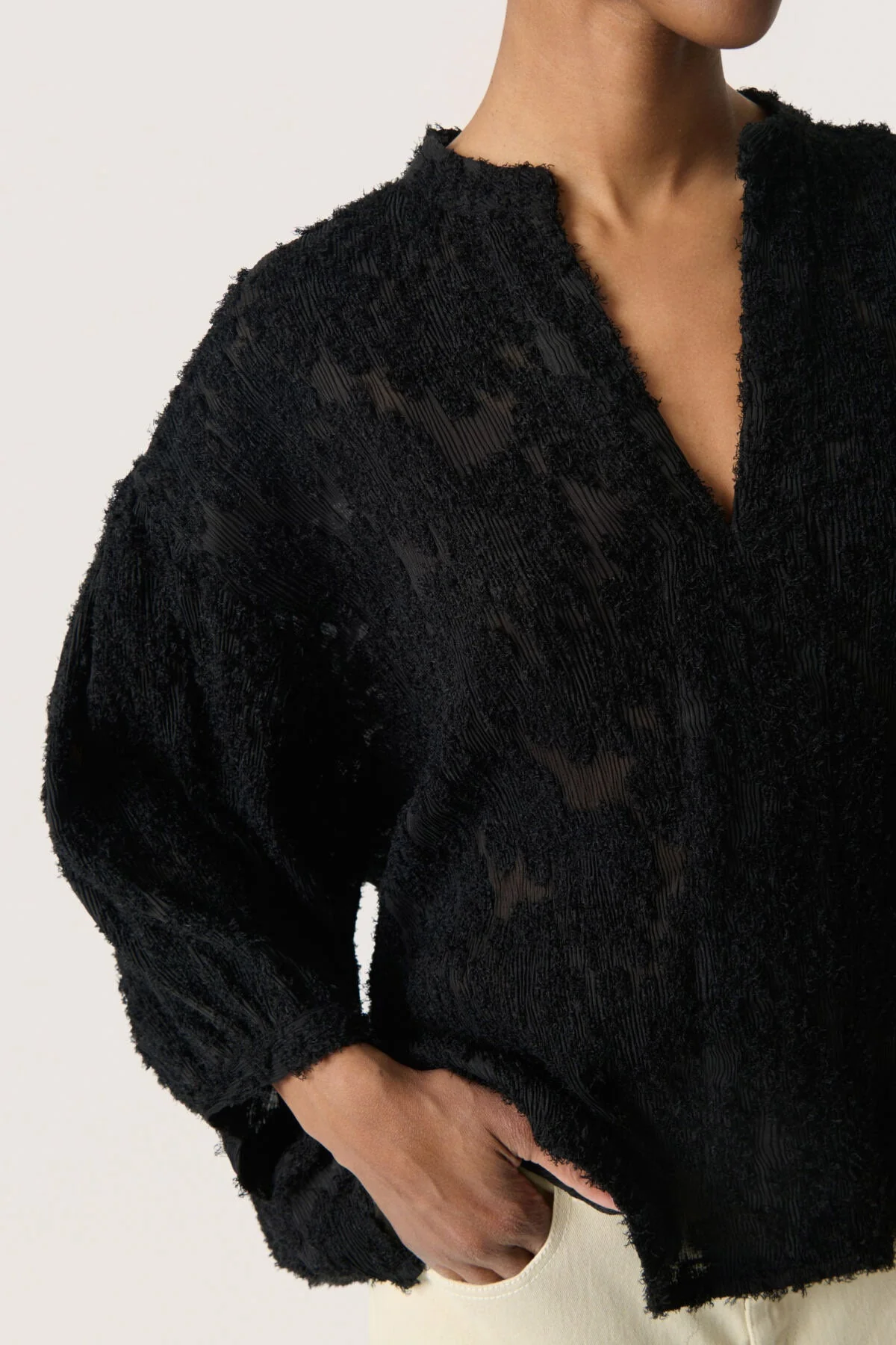 Raye Amily Textured Blouse - Black - Image 5