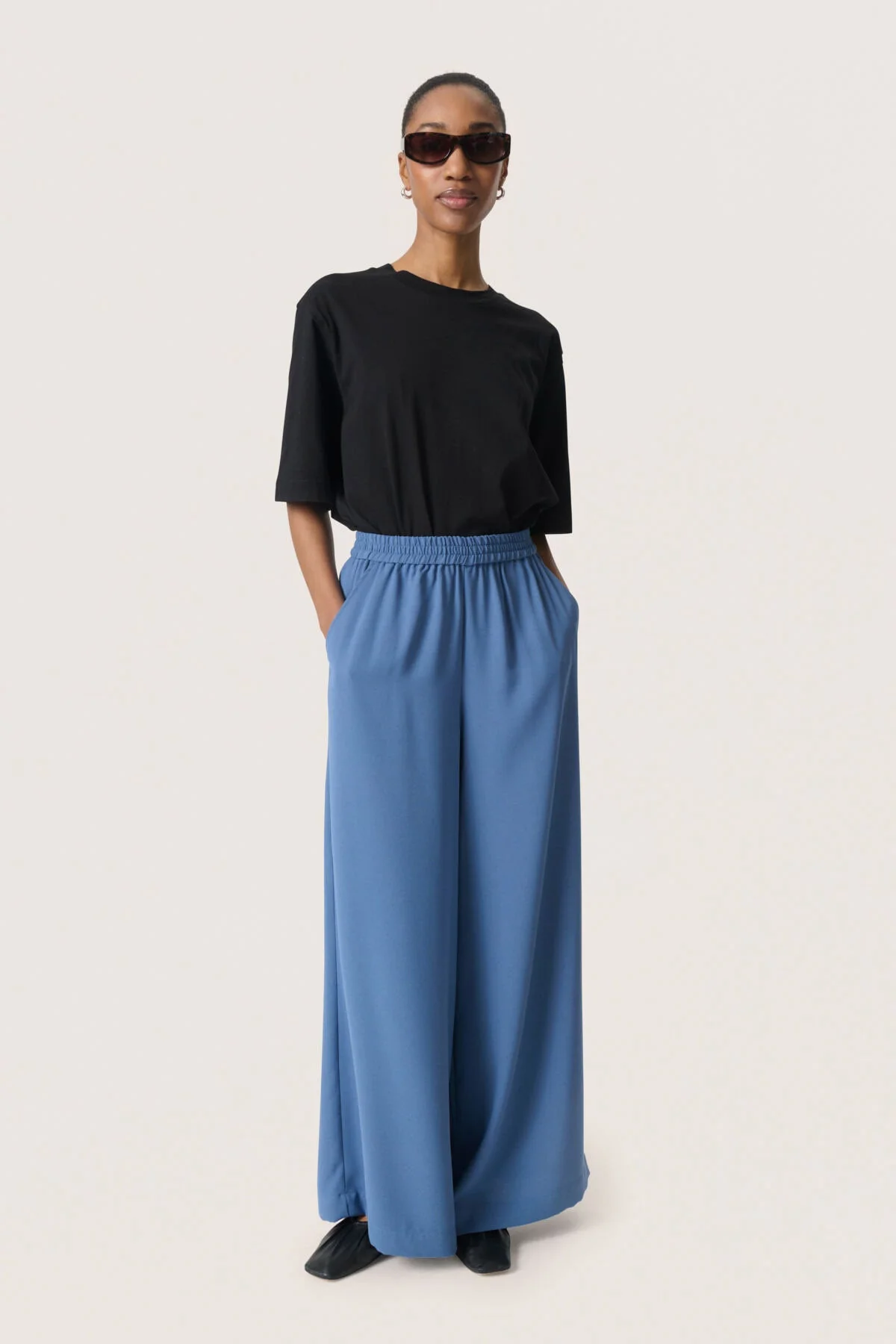 Shirley Wide Leg Trousers - Bijou Blue - Image 4