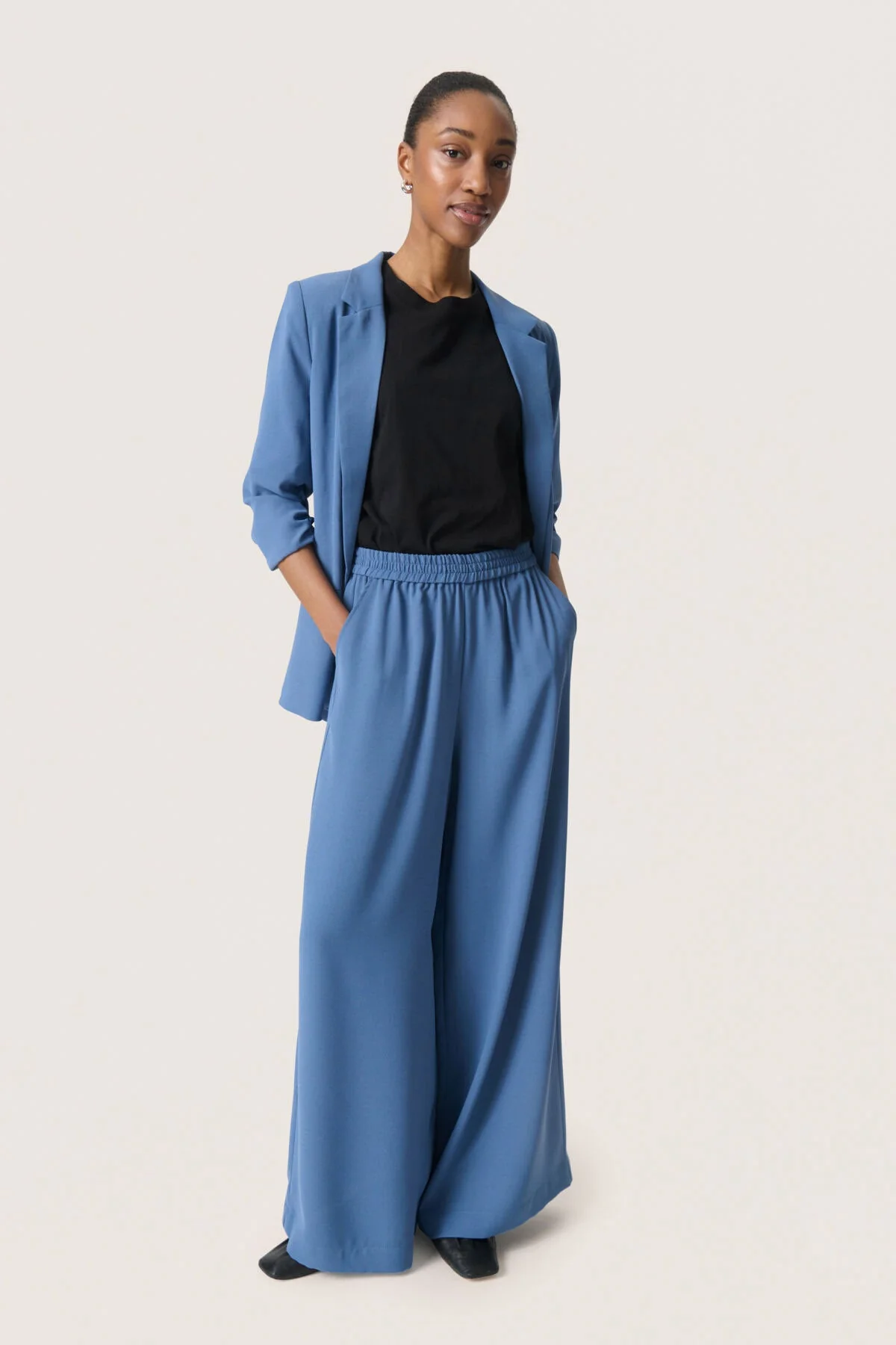 Shirley Wide Leg Trousers - Bijou Blue - Image 5