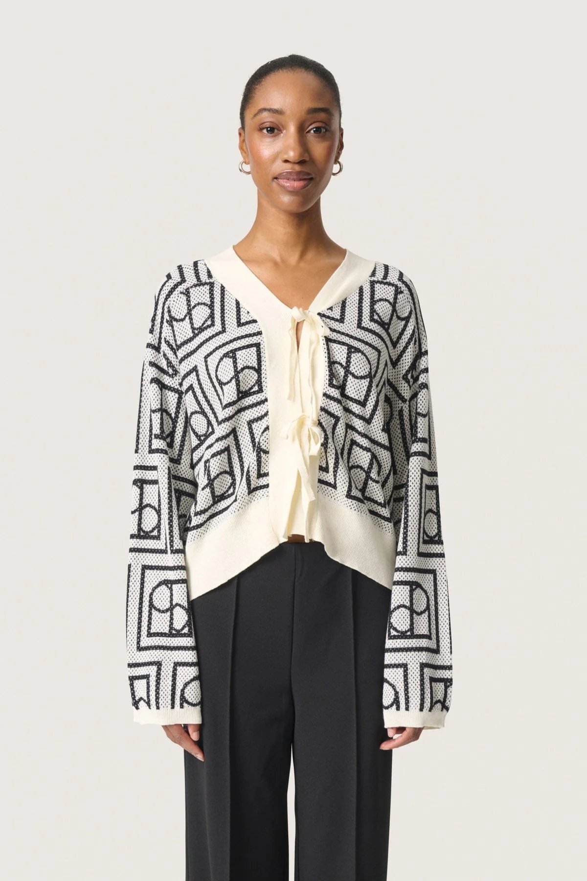 Shonda Cardigan - White and Black Monogram - Image 2