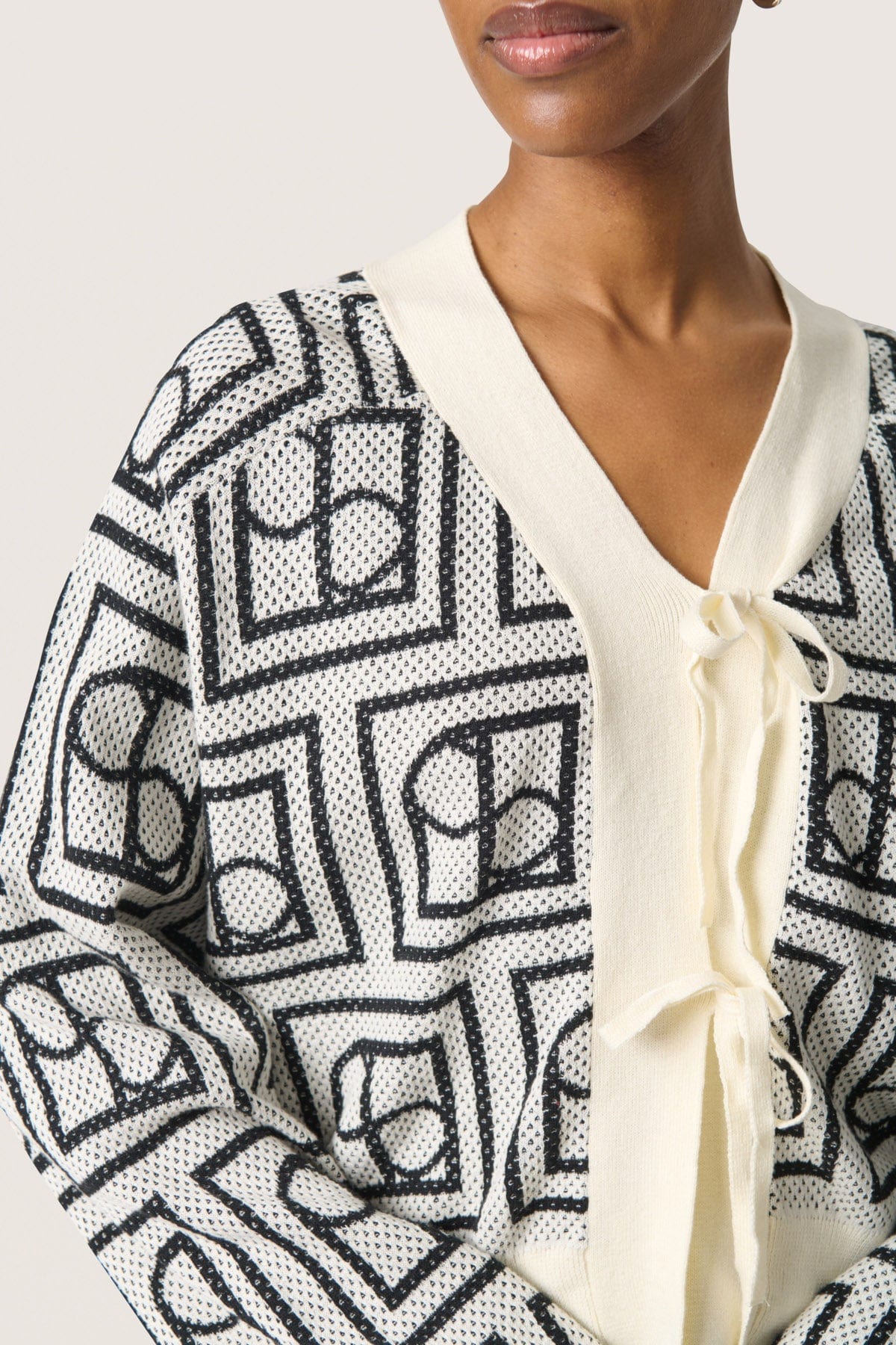 Shonda Cardigan - White and Black Monogram - Image 4