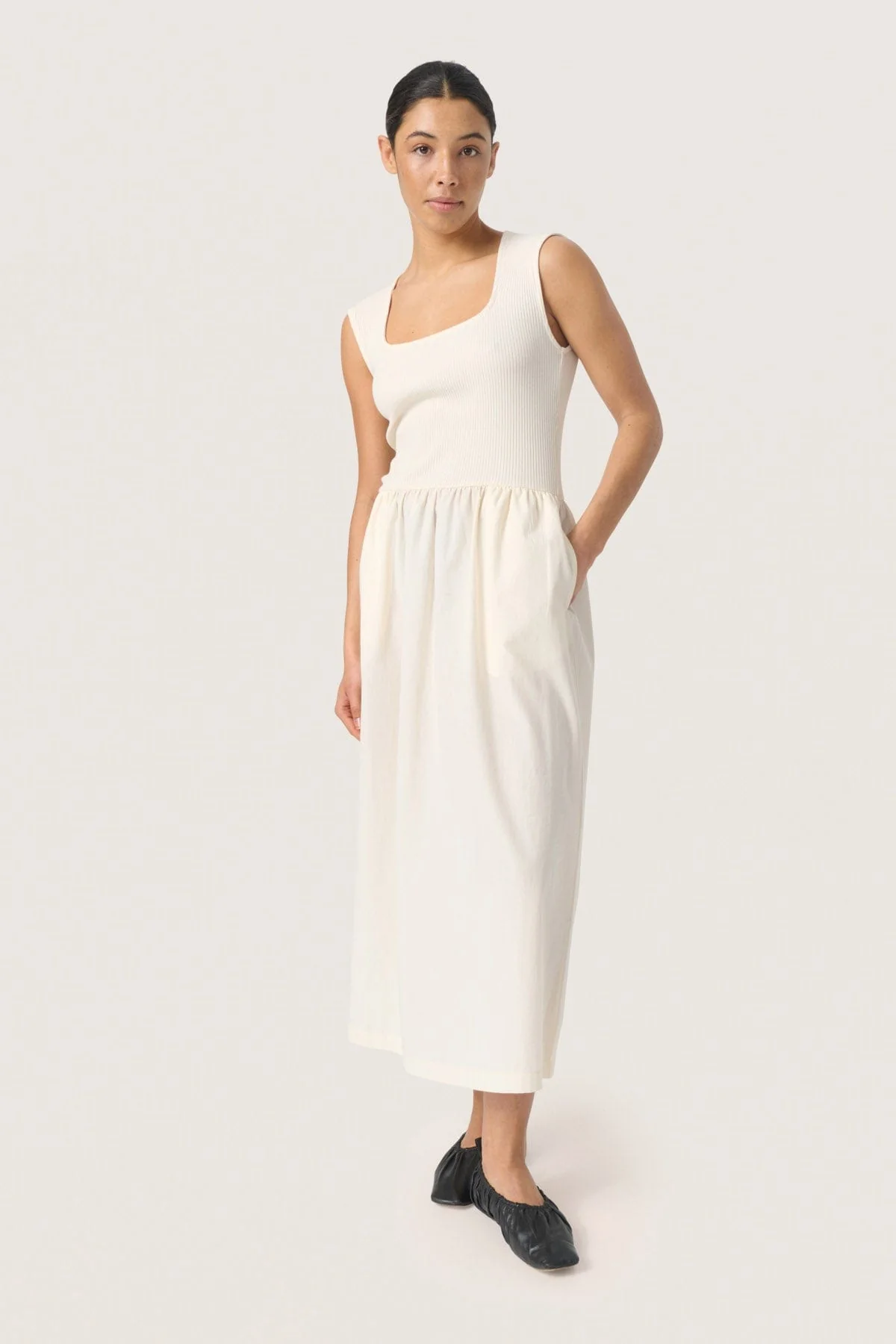 Simone Sleeveless Dress - Whisper White - Image 2