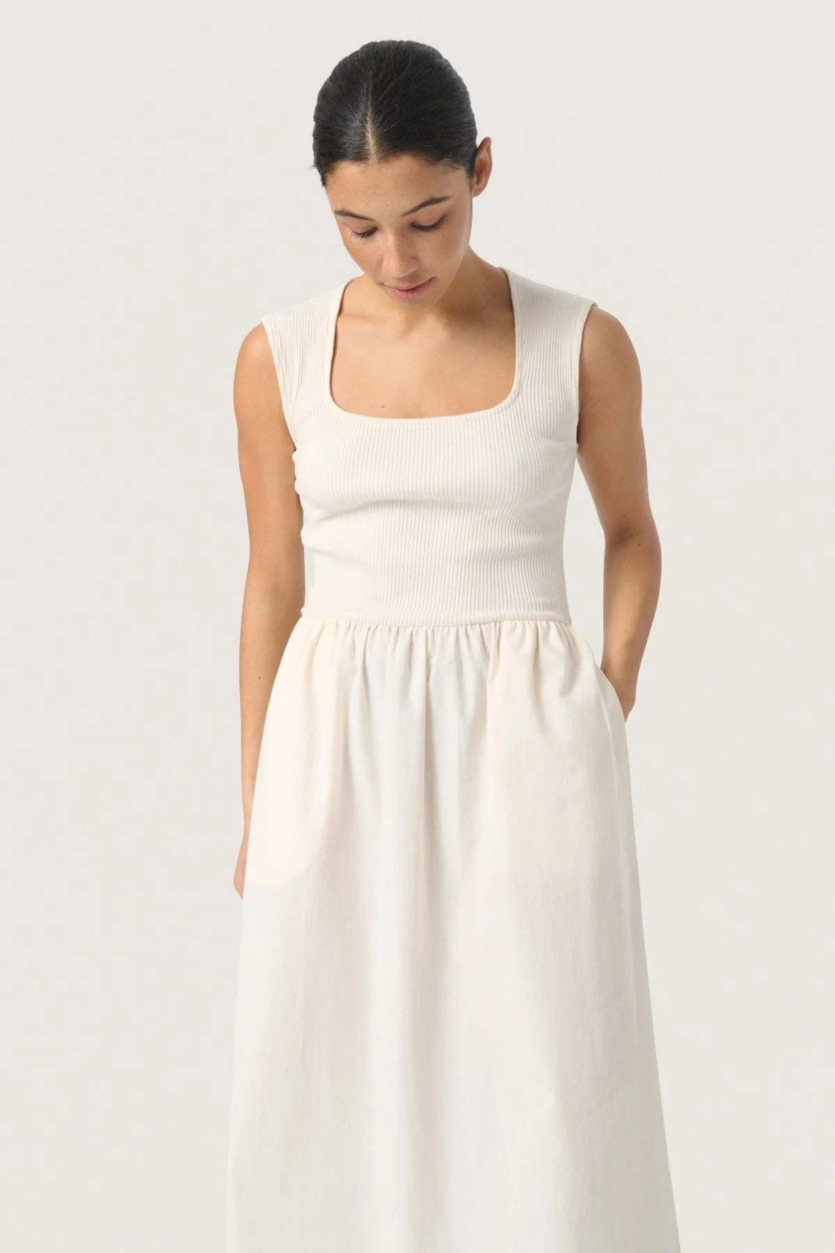 Simone Sleeveless Dress - Whisper White - Image 3