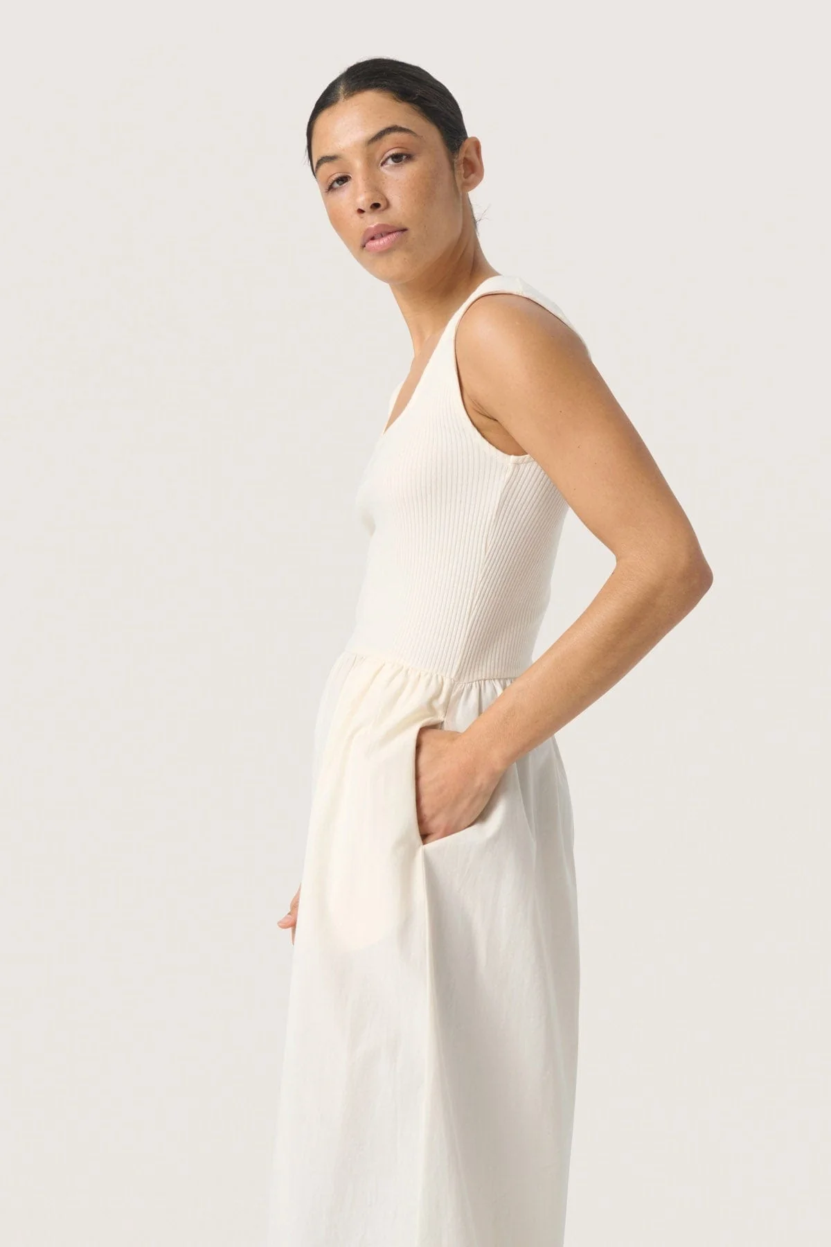 Simone Sleeveless Dress - Whisper White - Image 7