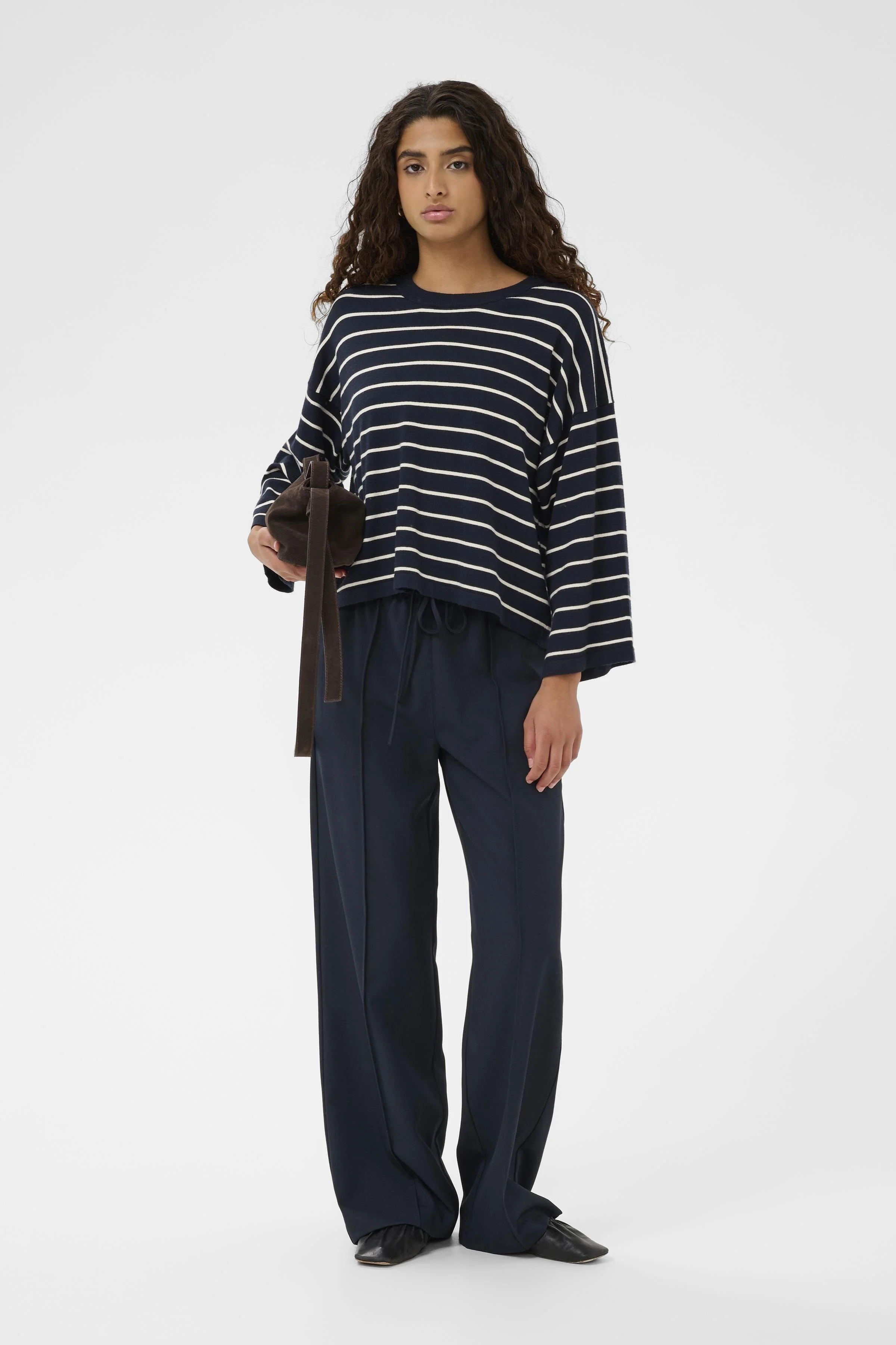 Spina Stripe Boxy Pullover Cropped - Salute/White - Image 3