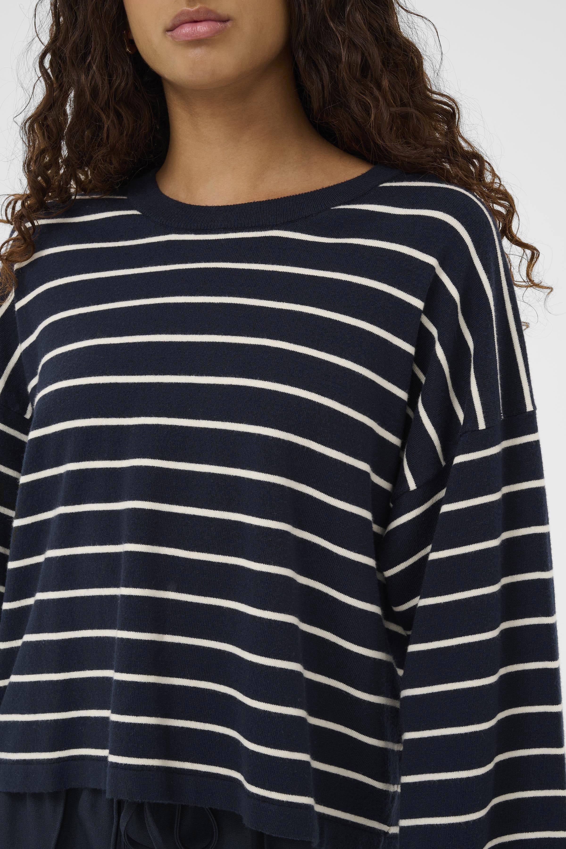 Spina Stripe Boxy Pullover Cropped - Salute/White - Image 5
