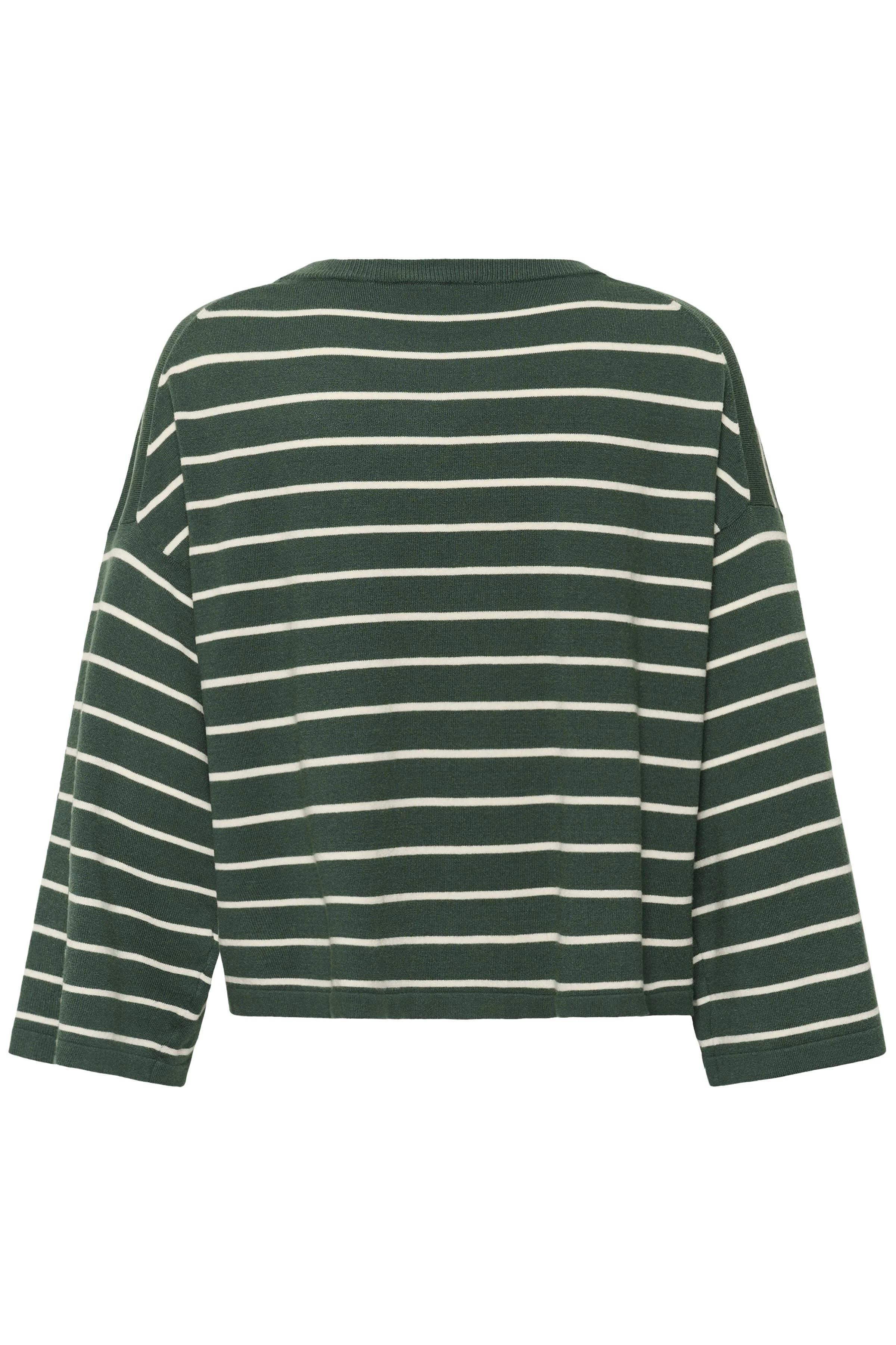 Spina Stripe Boxy Pullover Cropped - Trekking Green/White - Image 6