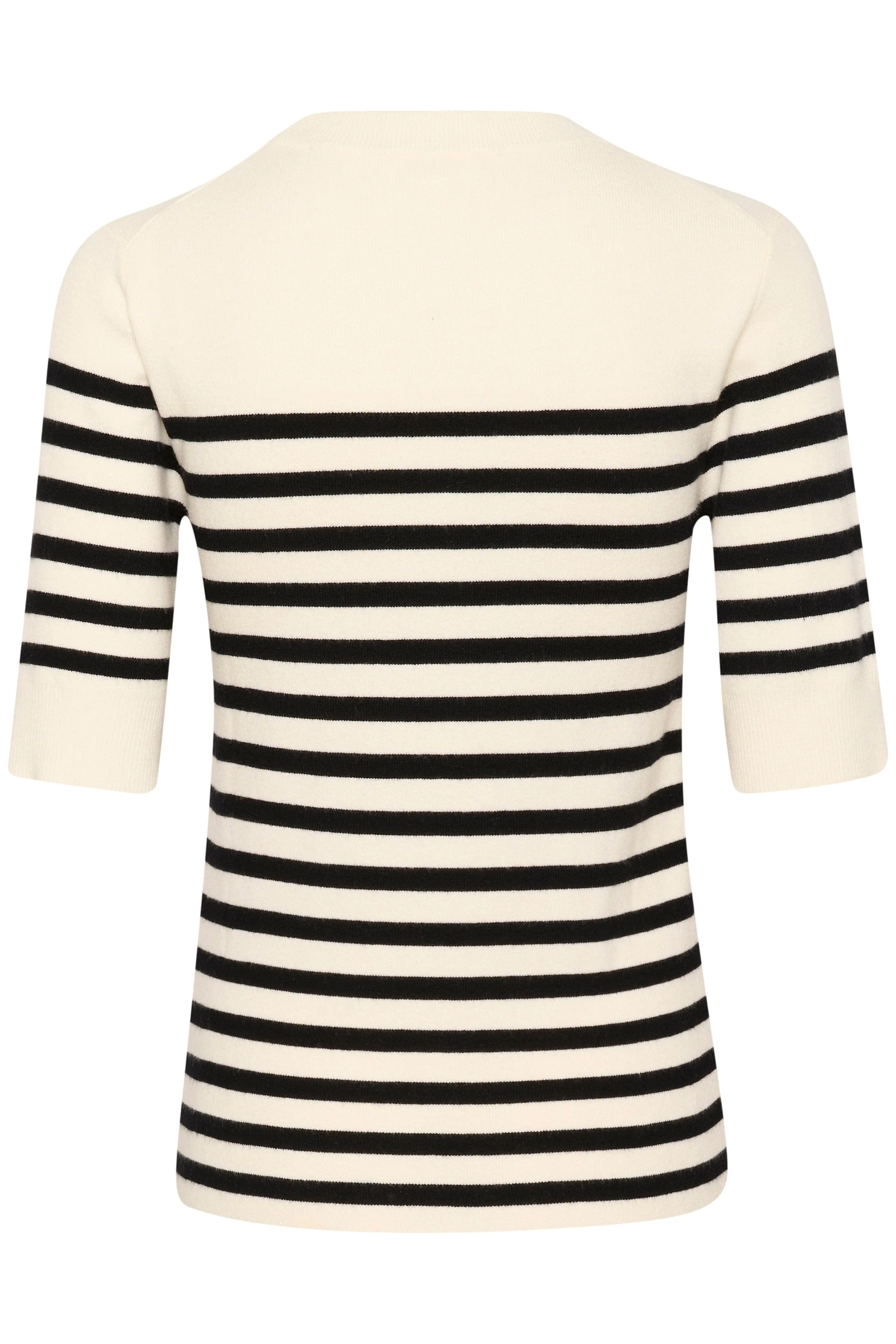 Spina Striped Knitted T-Shirt - White with Black stripe - Image 2