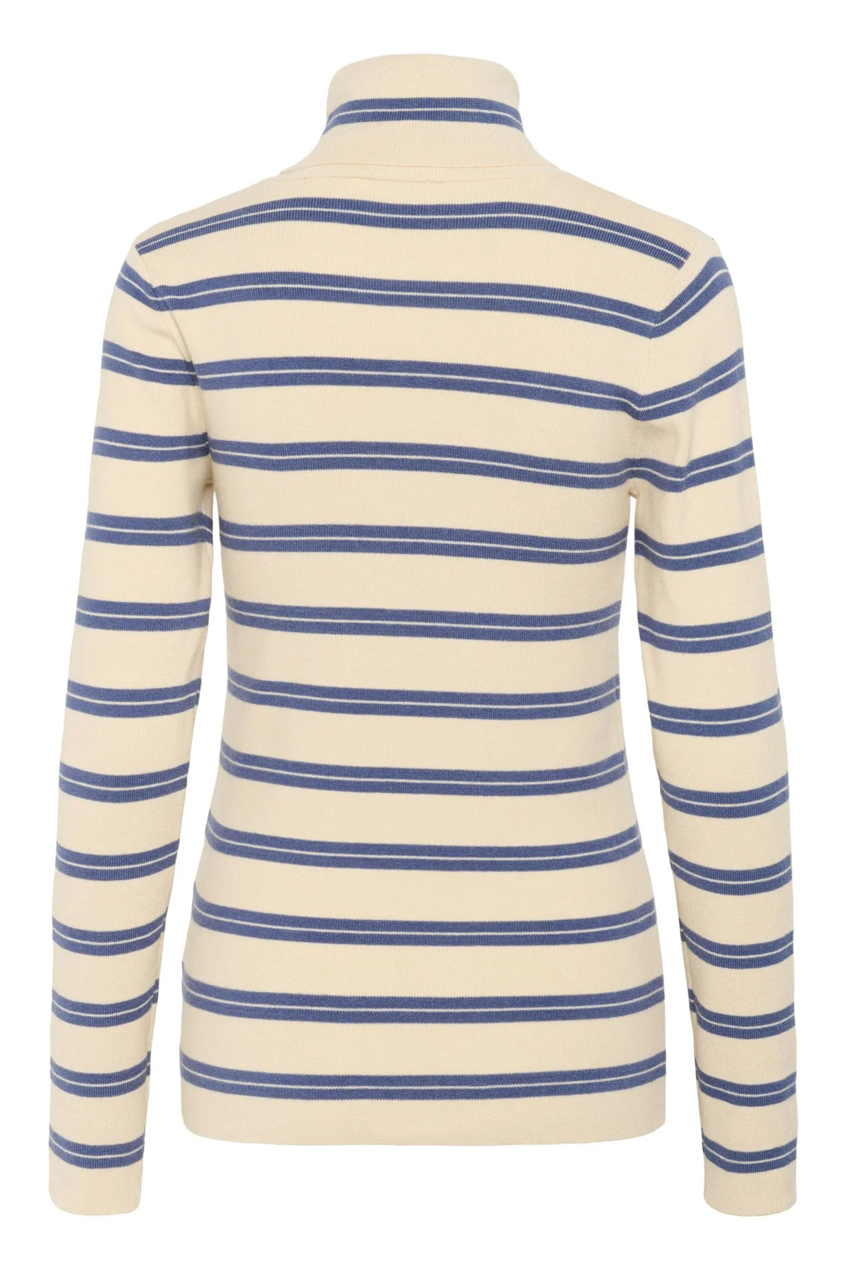 Spina Striped Rollneck - Sandshell with Bijou Blue - Image 7